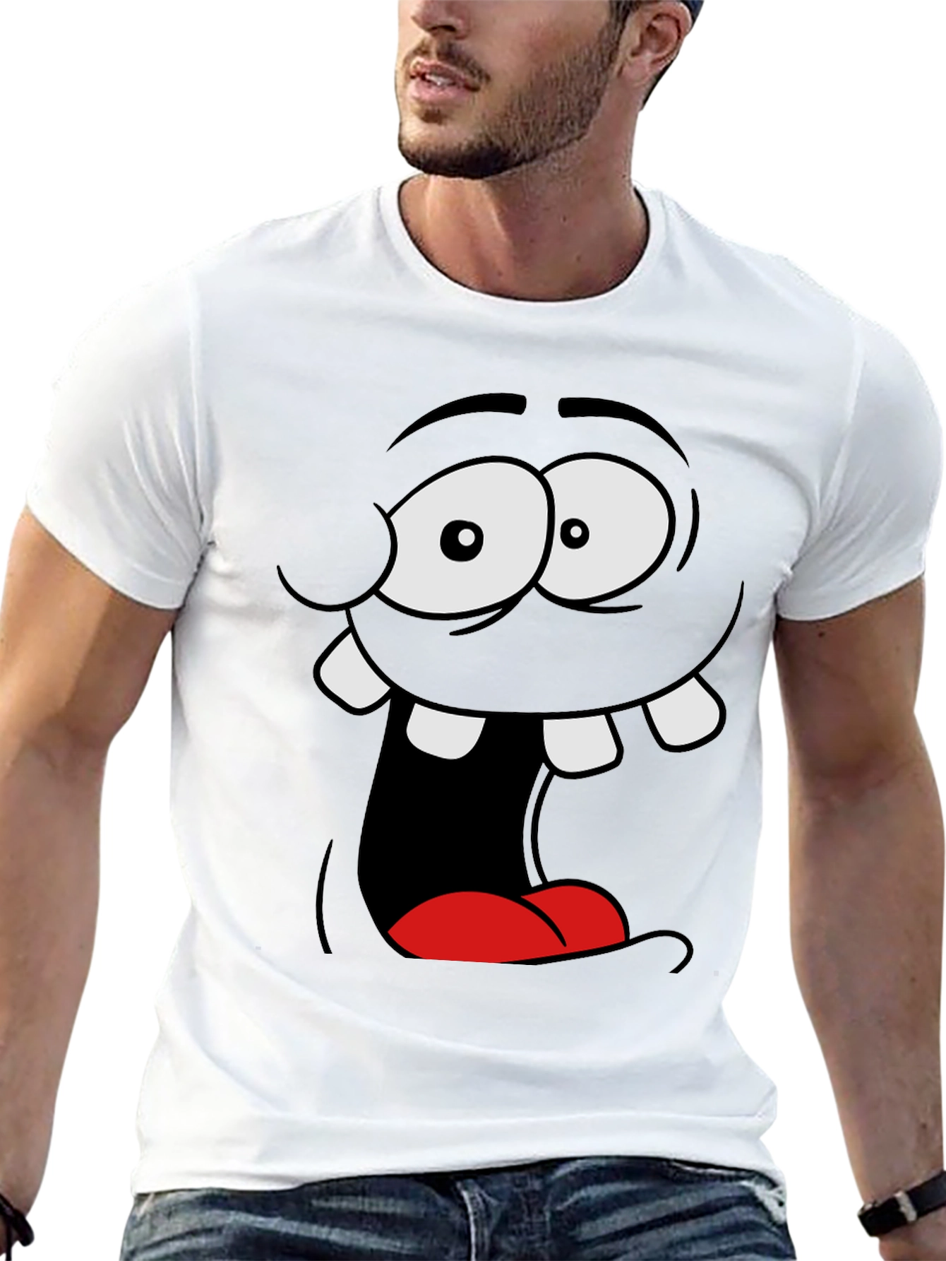 Funny Cartoon Face Black Graphic Tee