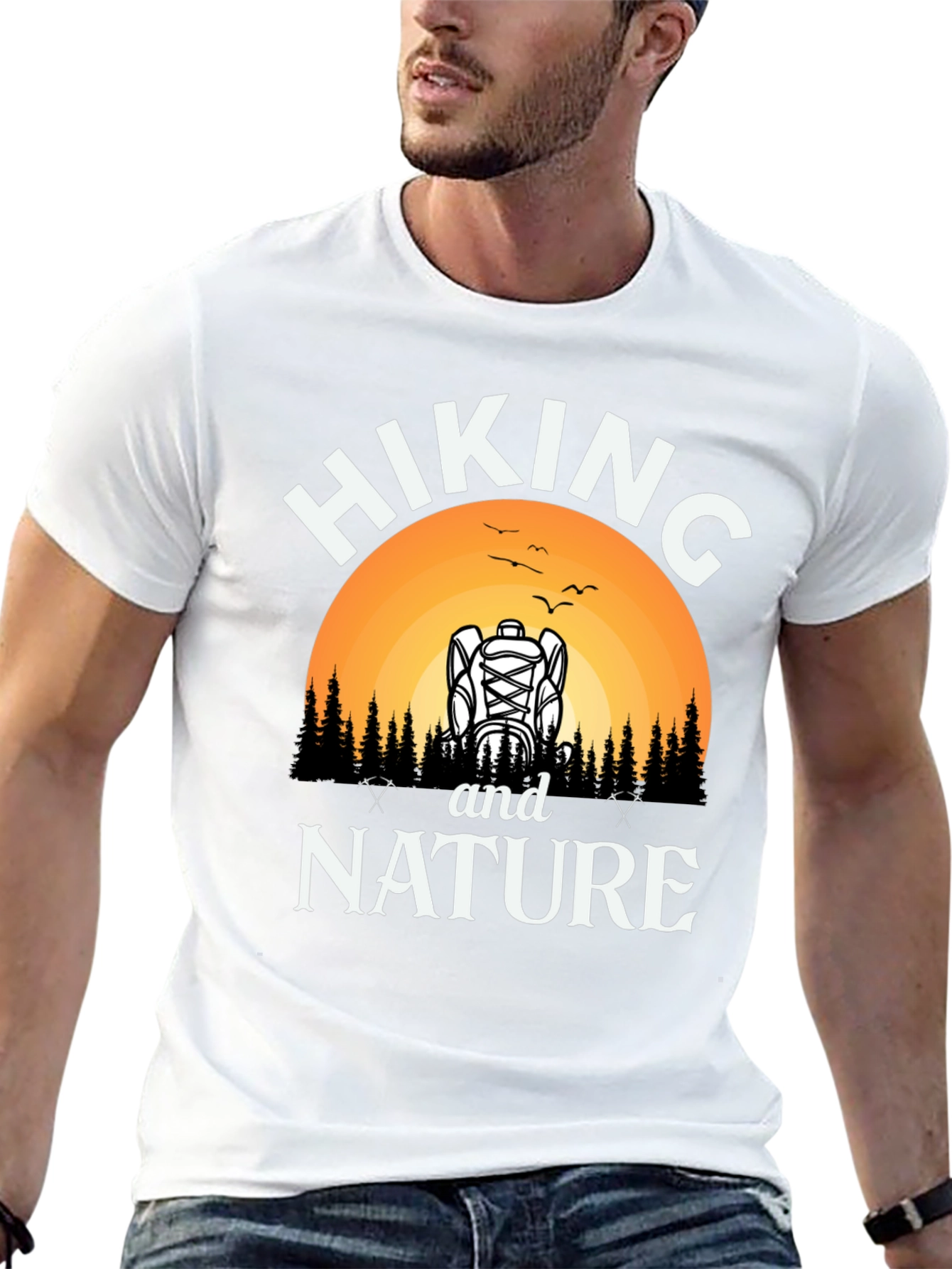 Hiking and Nature Black Graphic T-Shirt