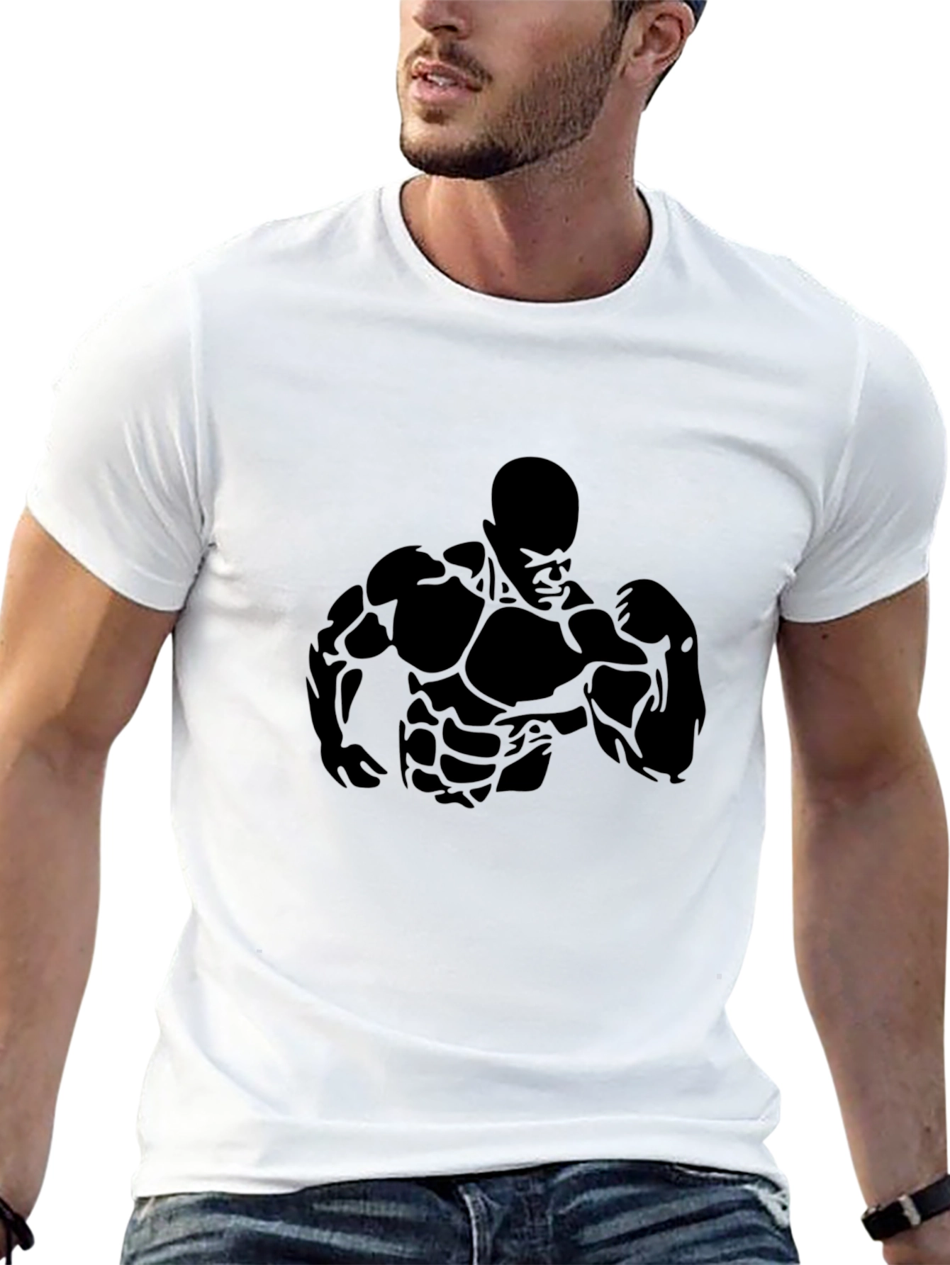 Bodybuilder Graphic Print Mens T-Shirt - Black