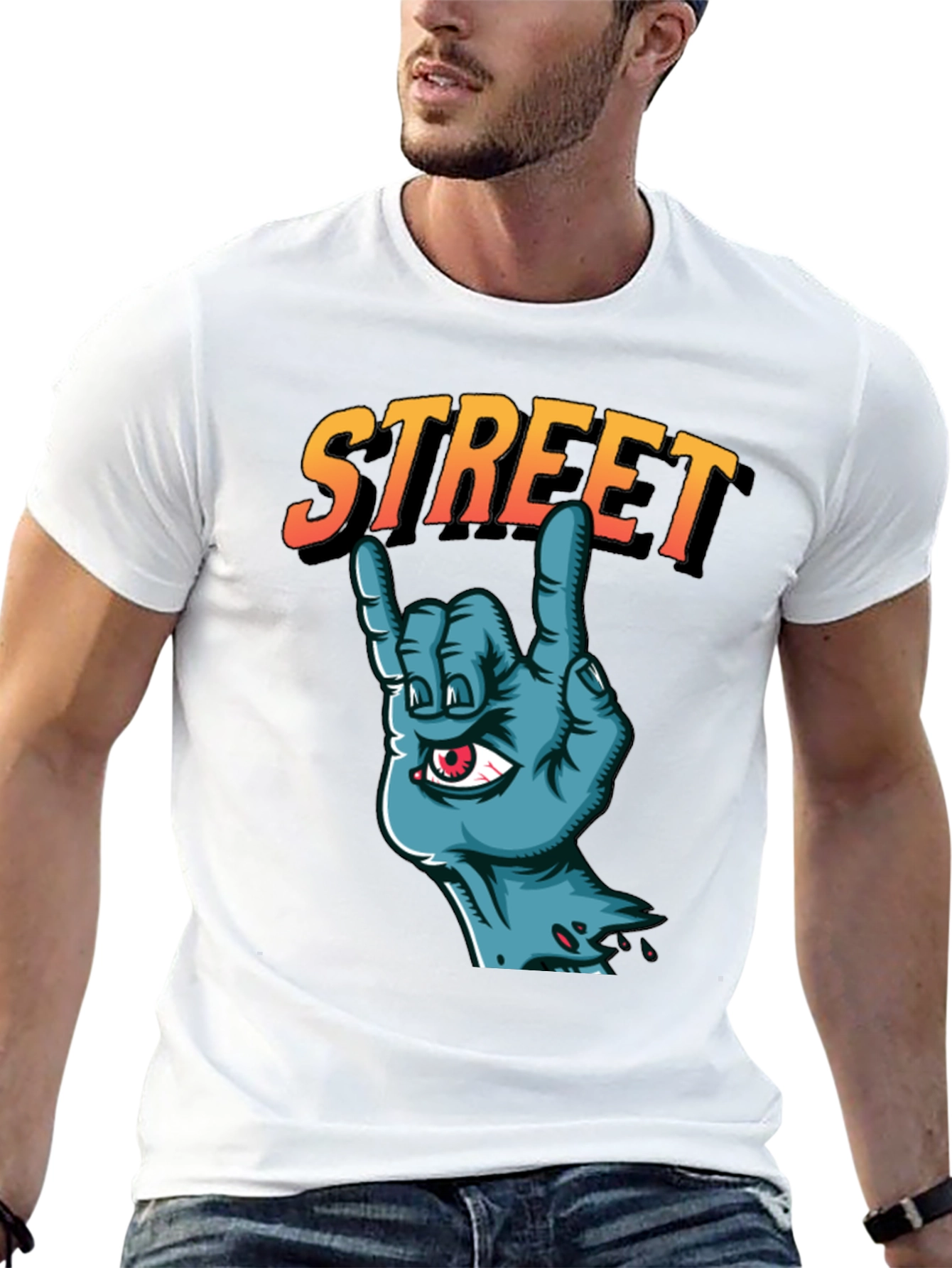 Street Zombie Hand Graphic T-Shirt - Black