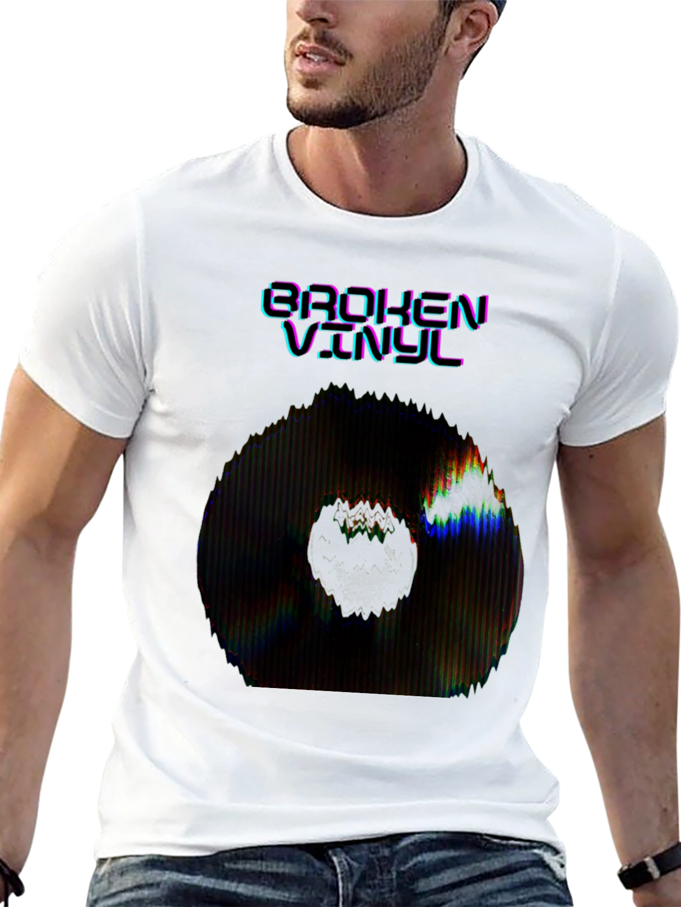 Broken Vinyl Graphic Tee - Black