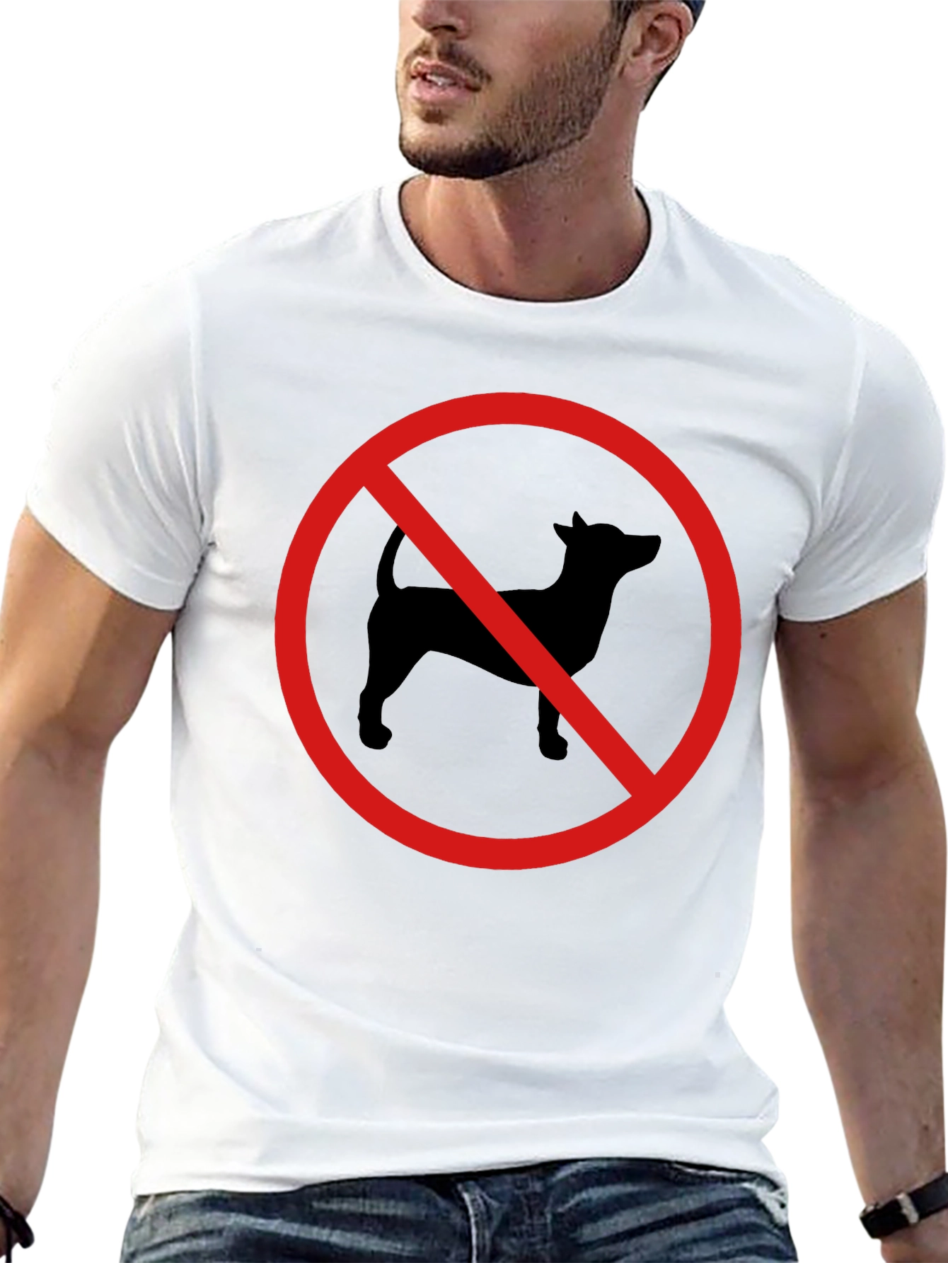 No Dogs Allowed T-Shirt - Black Cotton Crew Neck