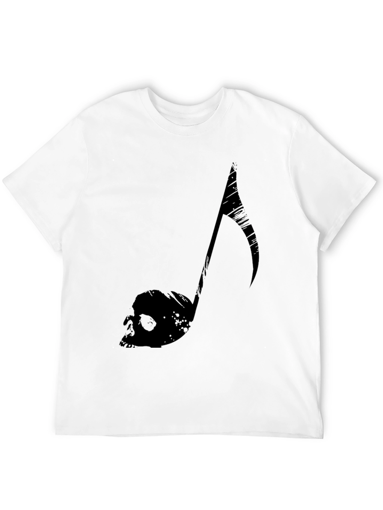 Edgy Music Note Skull Graphic Tee - Black