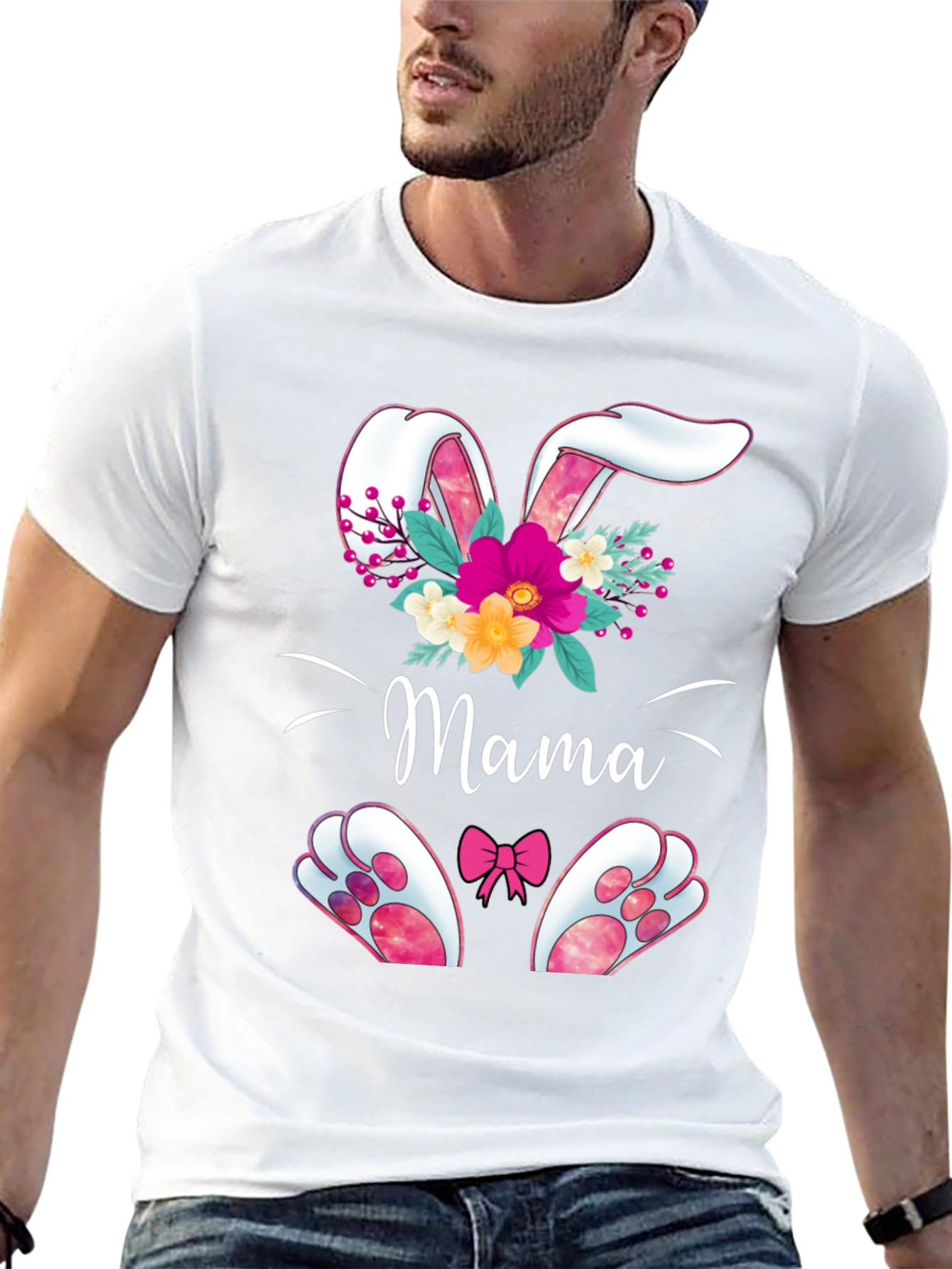 Mama Easter Bunny T-Shirt - Floral Bunny Design
