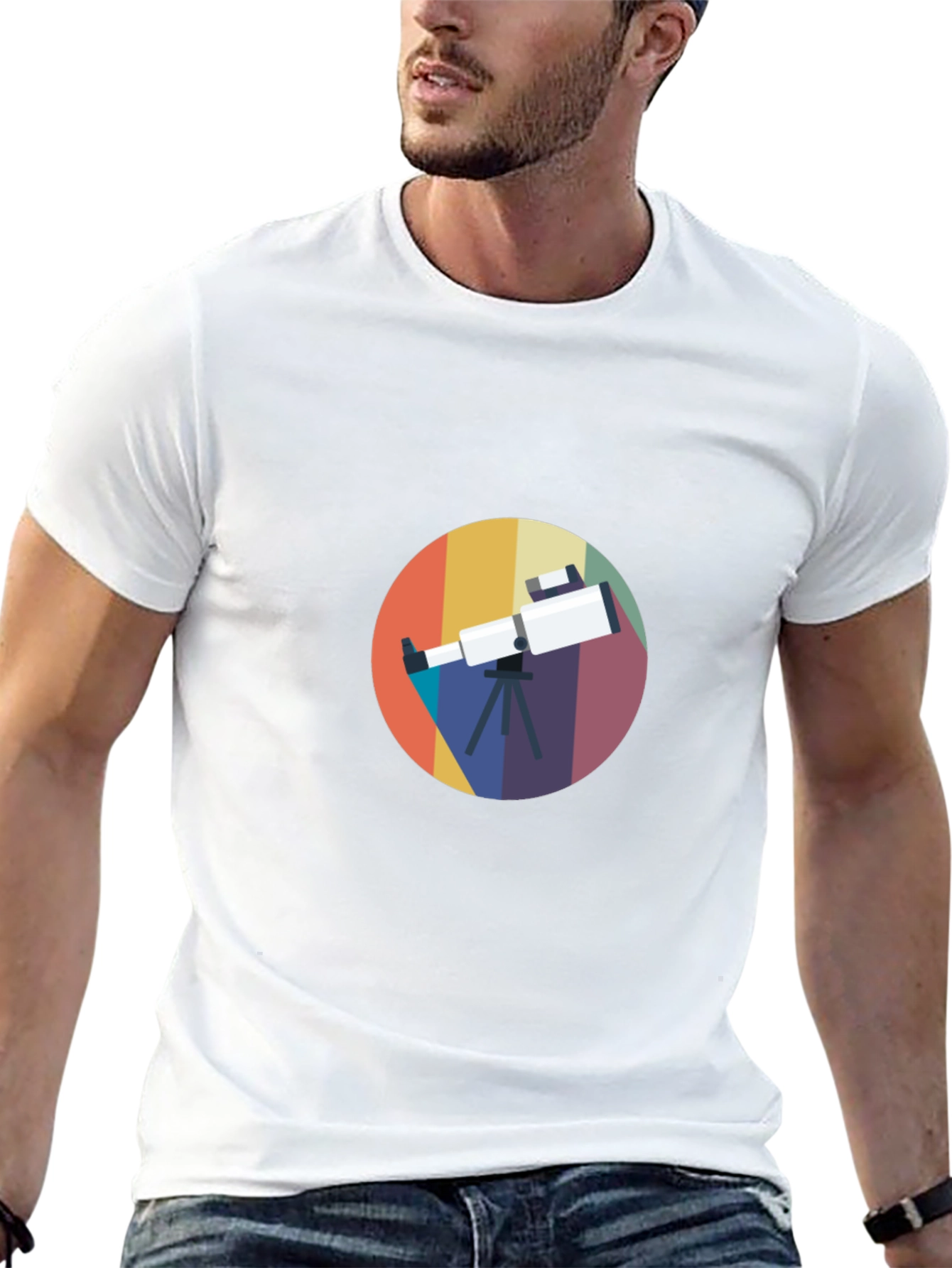 Telescope Graphic Tee - Space Exploration Shirt