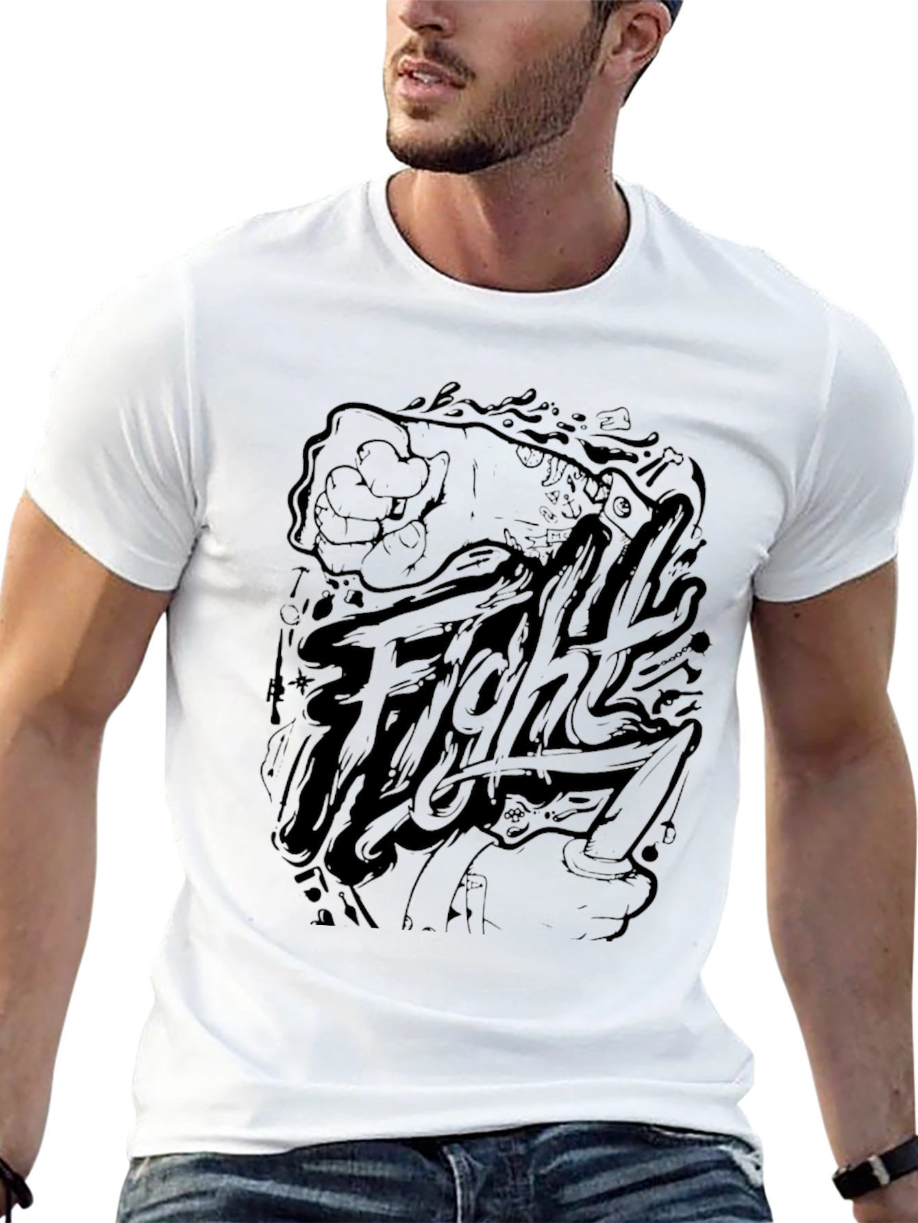 Fight Graphic Tee - Mens Black T-Shirt