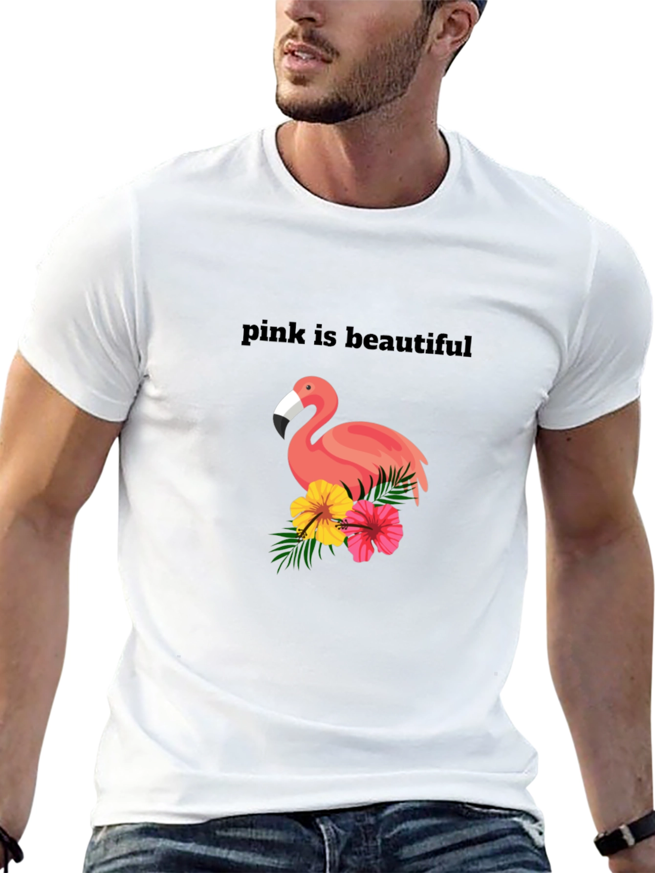 Pink Flamingo Graphic Tee - Unisex Black T-Shirt