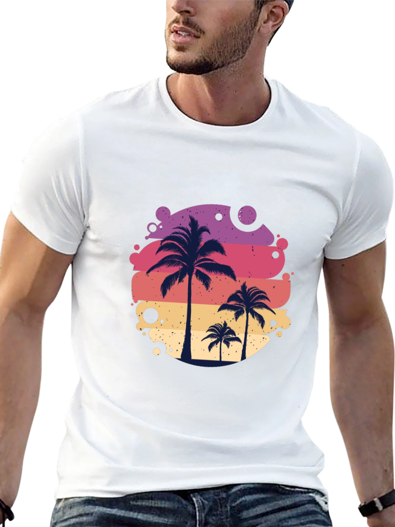 Tropical Palm Tree Graphic Tee - Summer Vibes Shirt