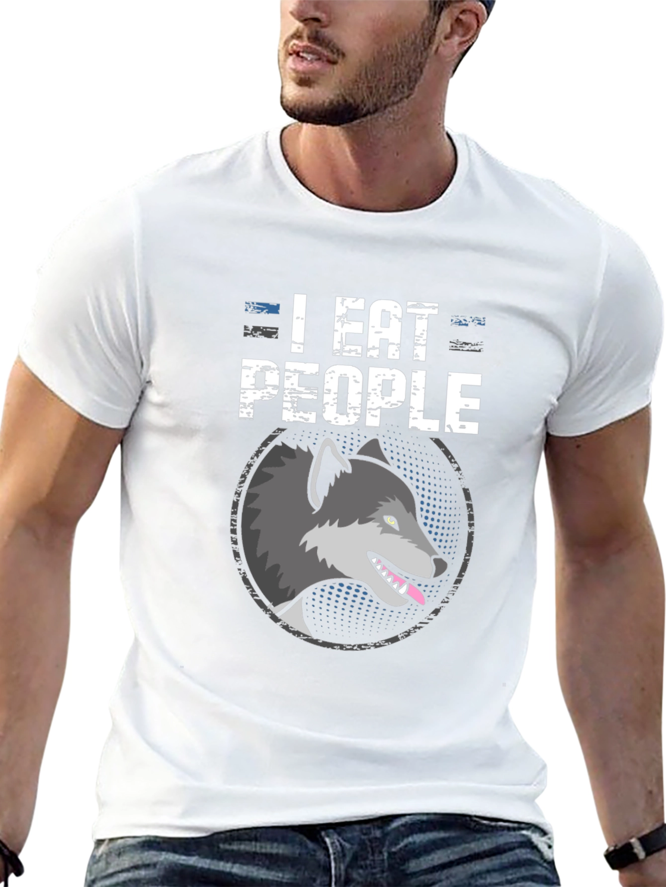 I Eat People Wolf Graphic Tee - Black