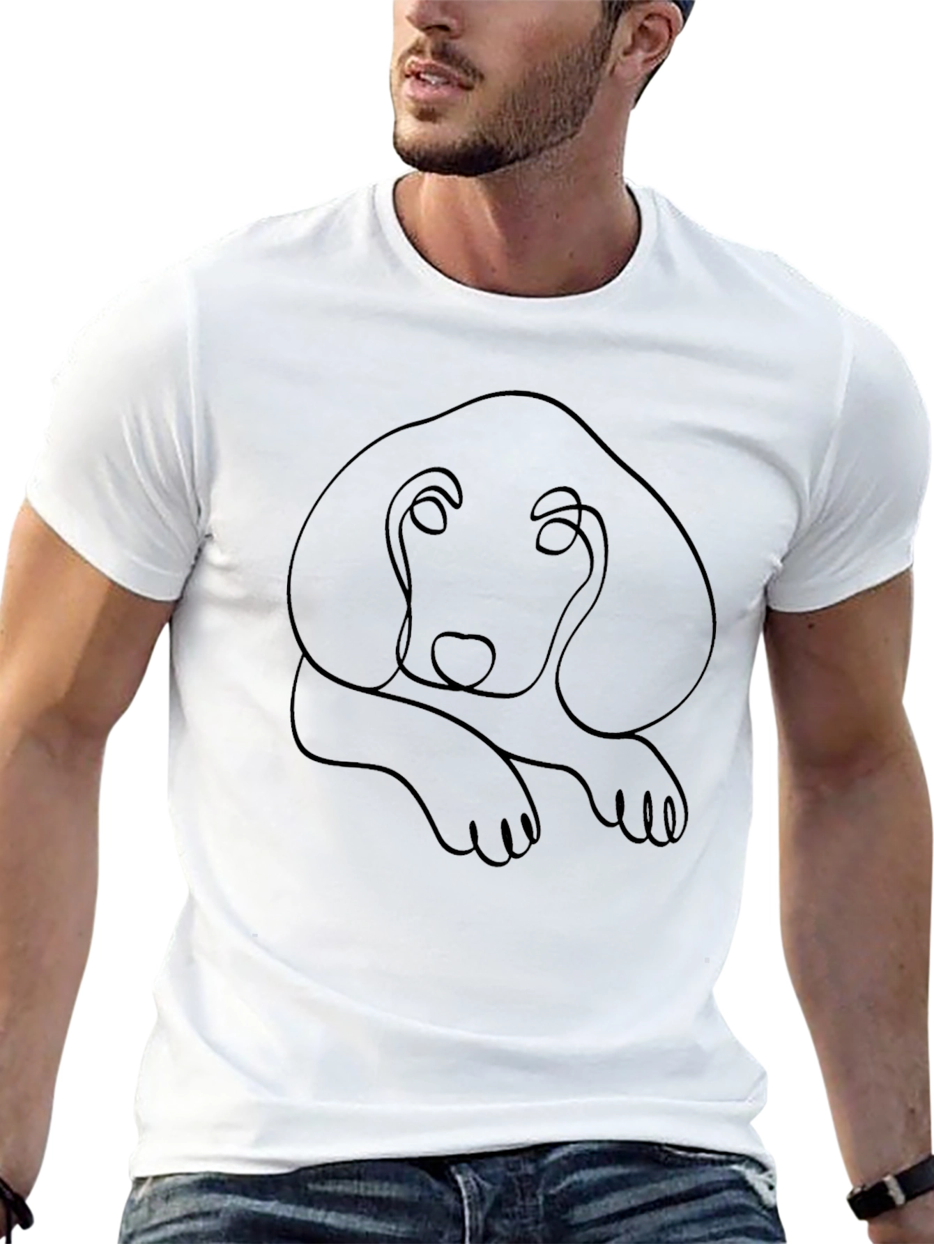 Minimalist Dog Outline T-Shirt