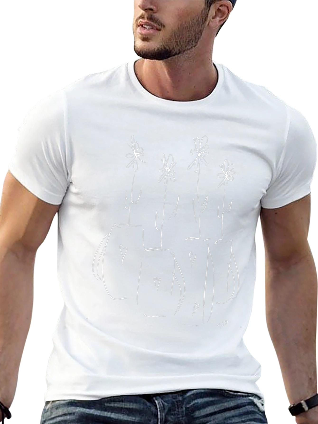 Floral Sketch Black Graphic T-Shirt