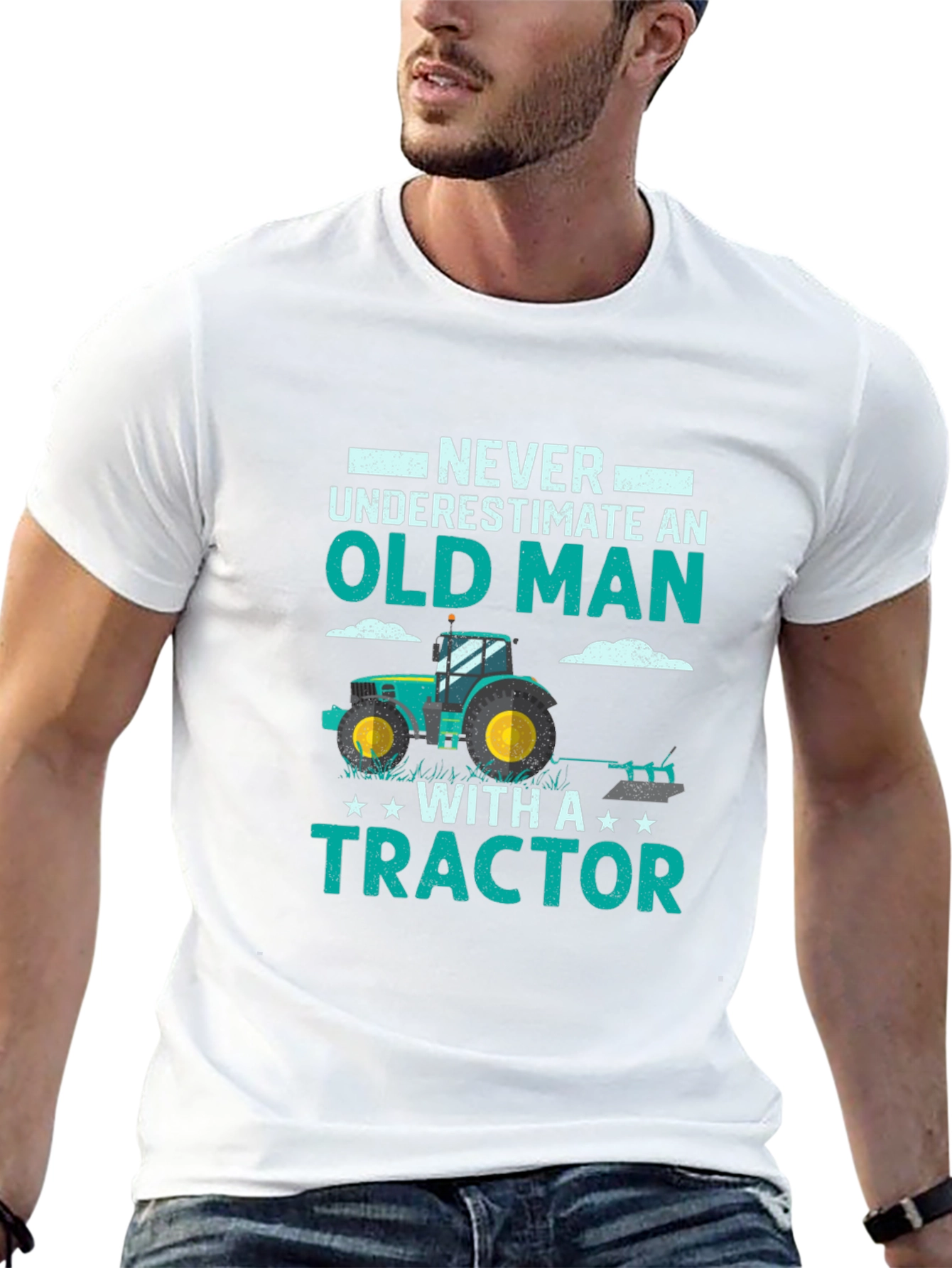 Old Man with Tractor Graphic Tee