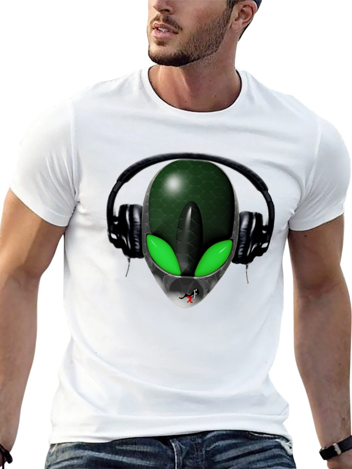Alien DJ Black T-Shirt - Extraterrestrial Style