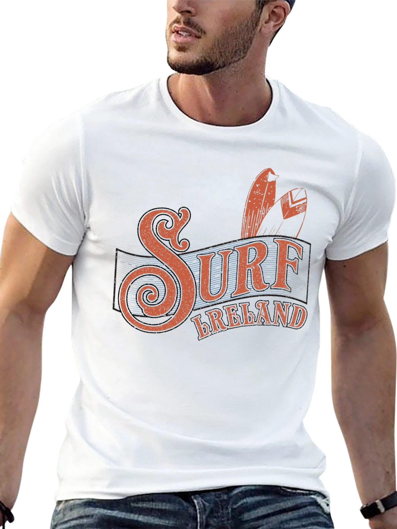 Surf Ireland Graphic Tee - Black Cotton T-Shirt