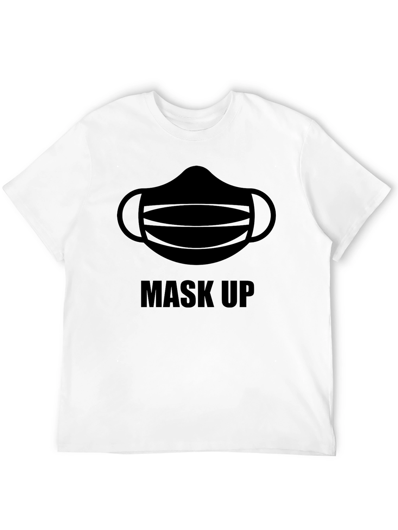 Mask Up Graphic Tee - Black Cotton Casual T-Shirt