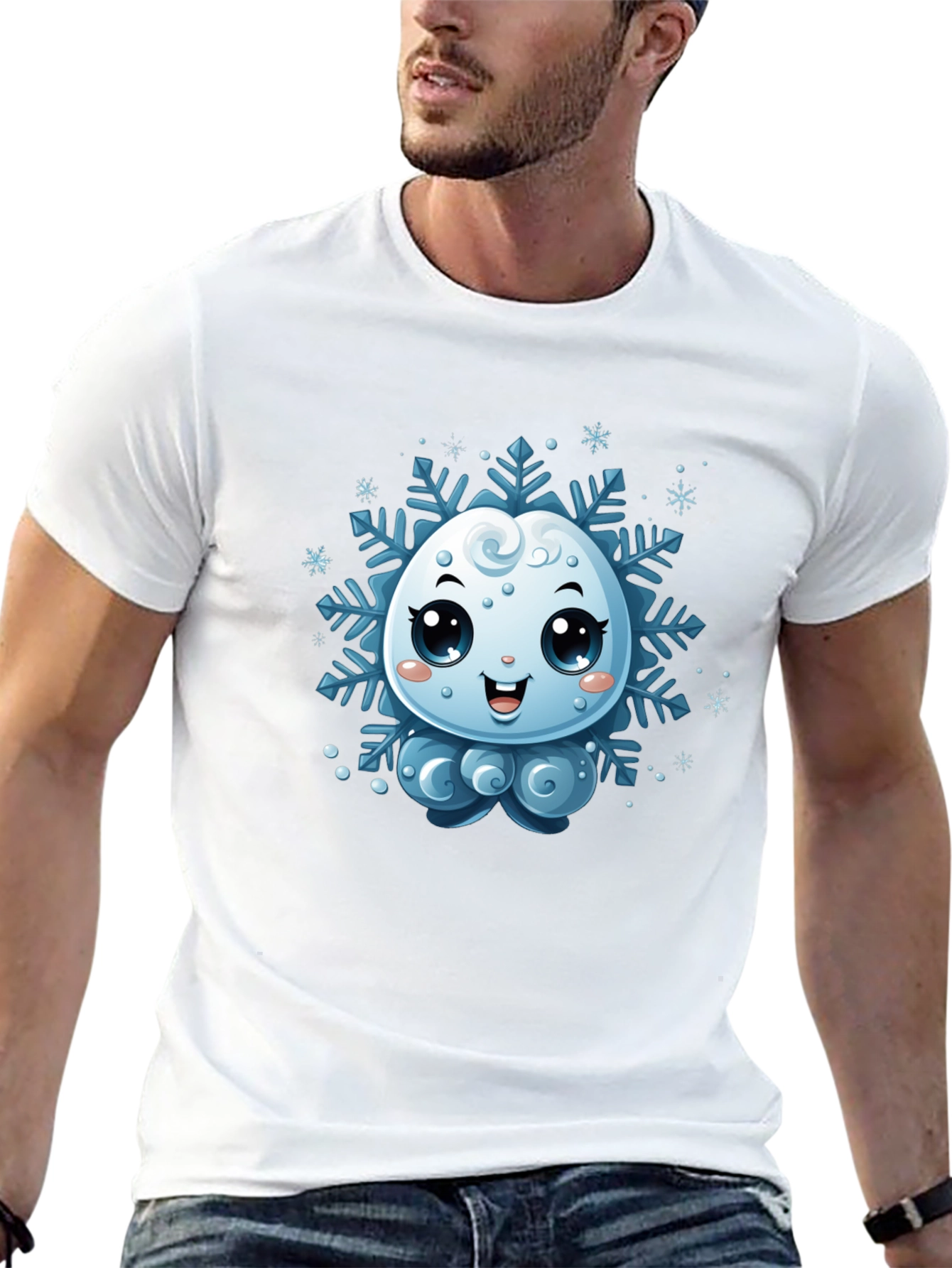 Cute Snowflake Graphic Tee - Black