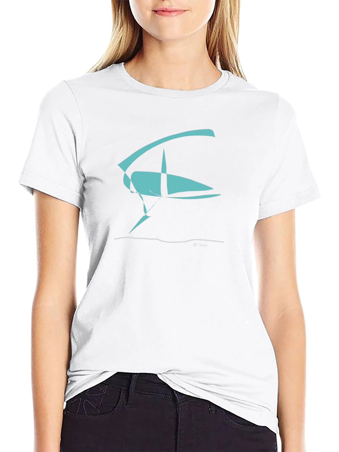 Abstract Sailboat Graphic Tee - Black