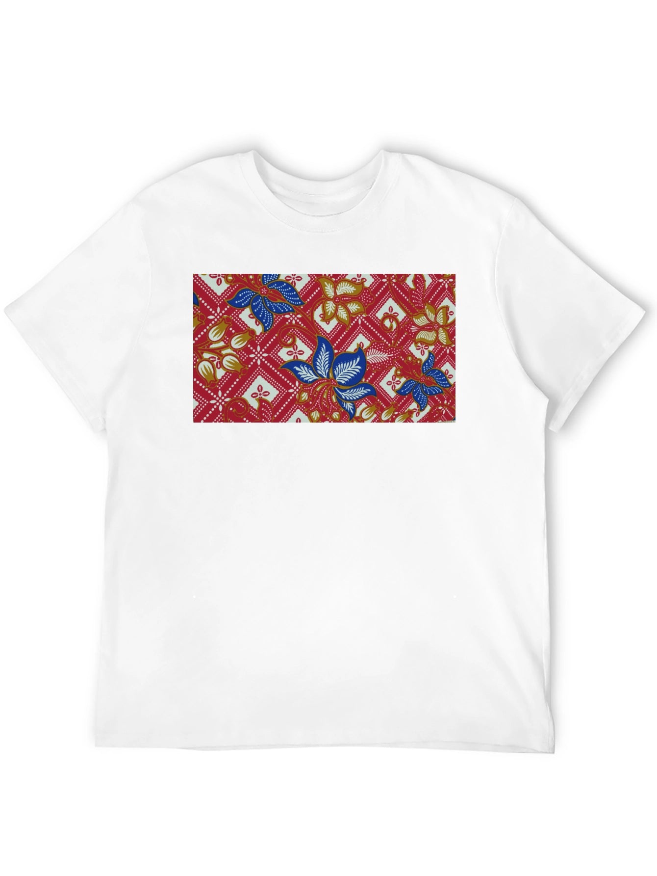 Batik Floral Pattern Black T-Shirt