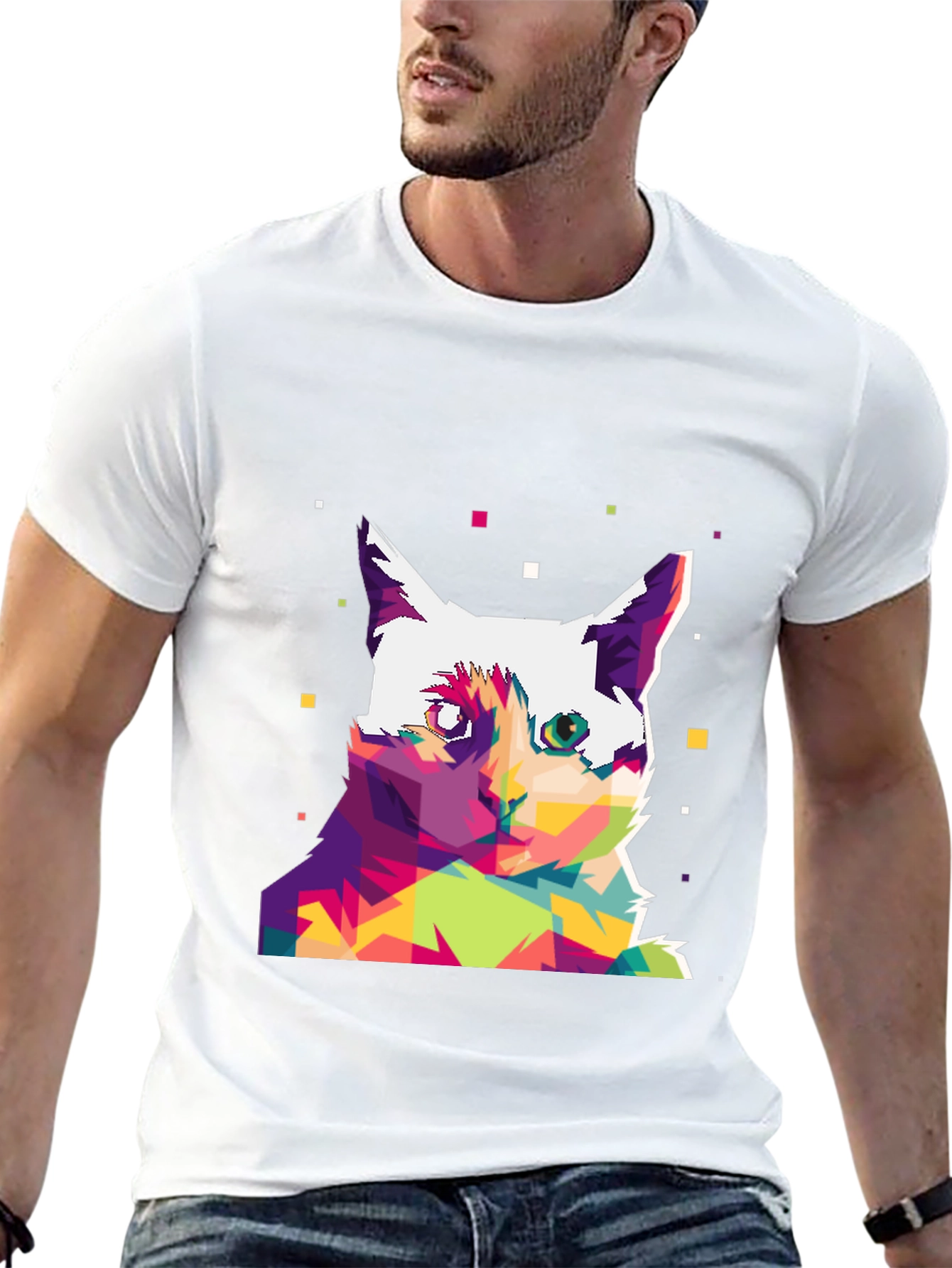 Abstract Cat Art Graphic Tee