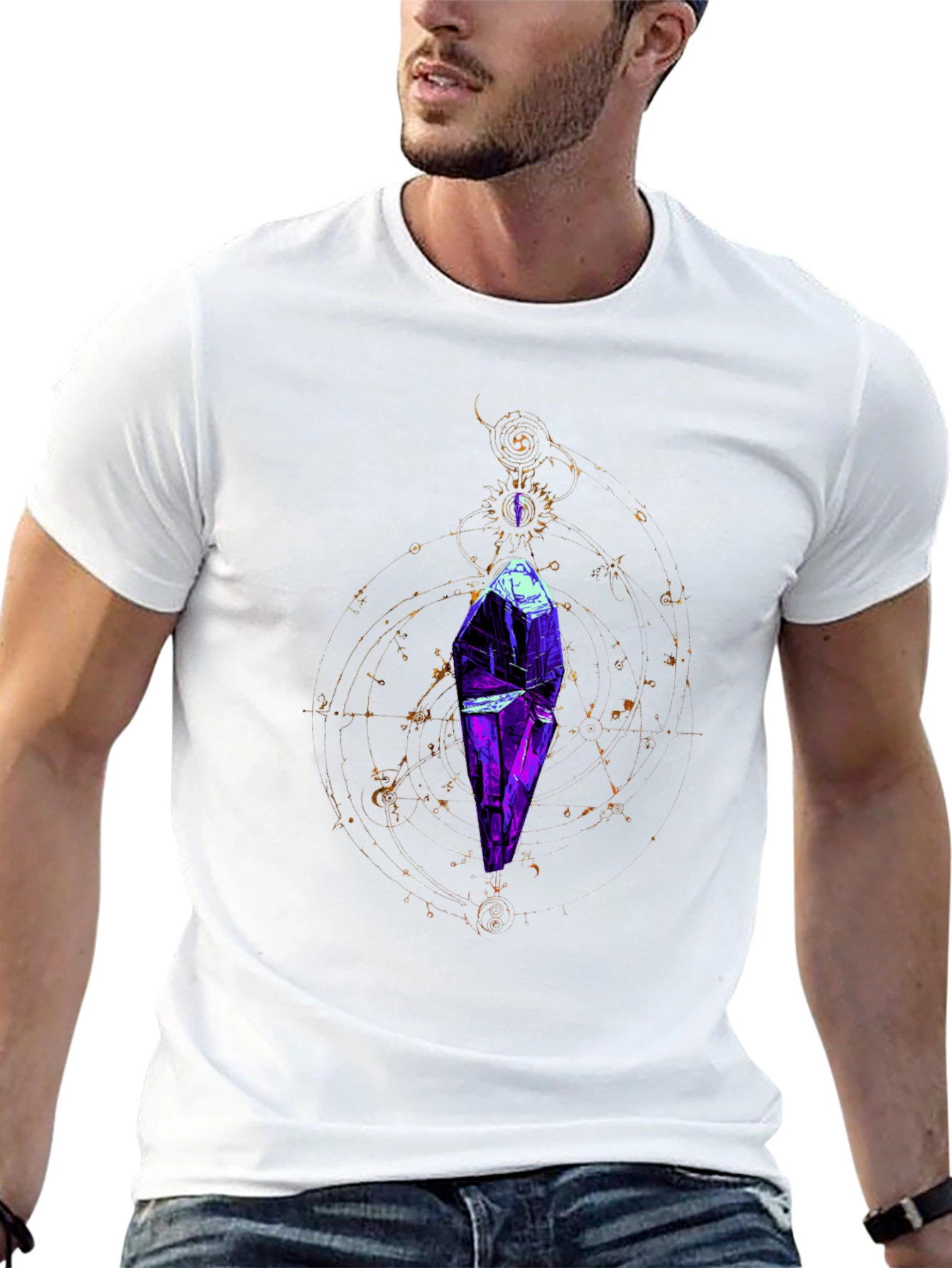 Mystic Crystal Graphic Tee - Black Cotton Comfort