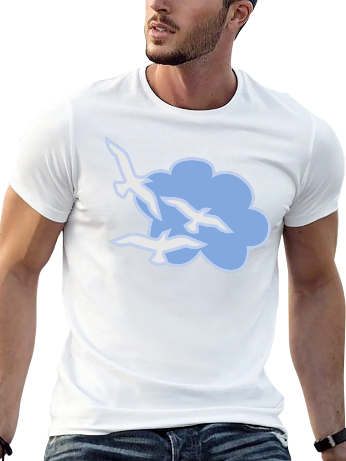 Bird Cloud Graphic Black T-Shirt