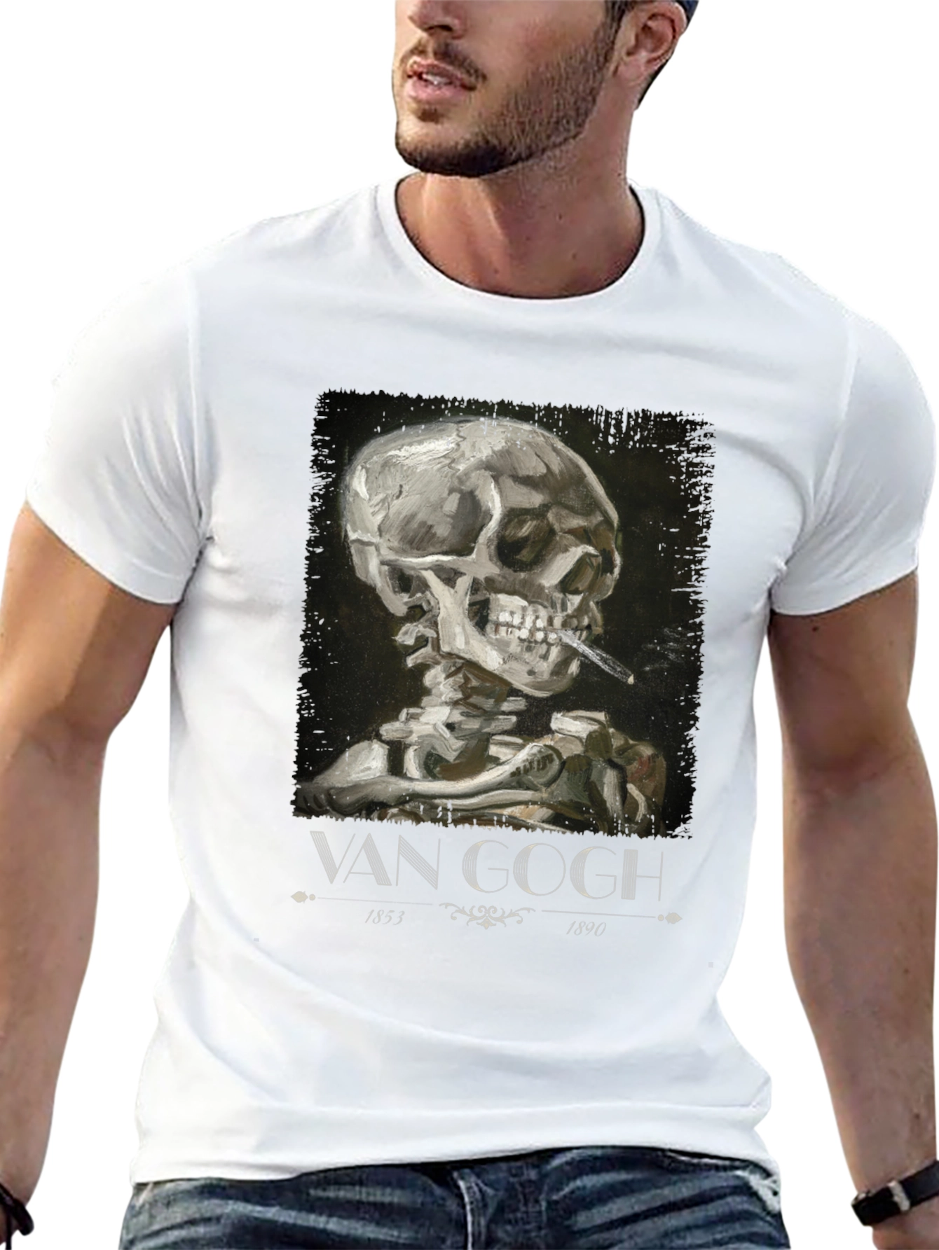 Van Gogh Smoking Skull T-Shirt