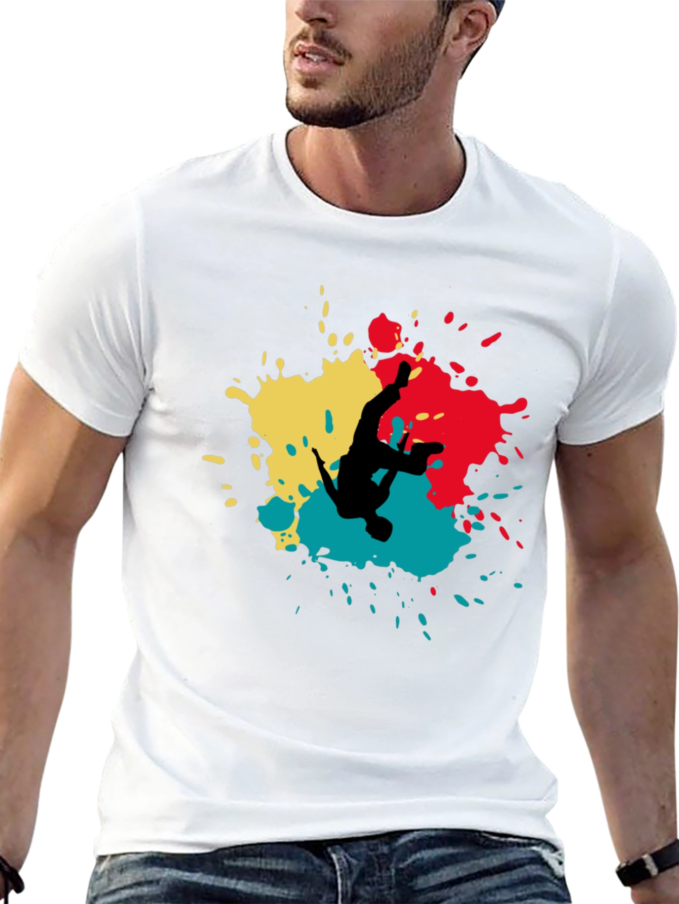 Abstract Splash Graphic T-Shirt - Black