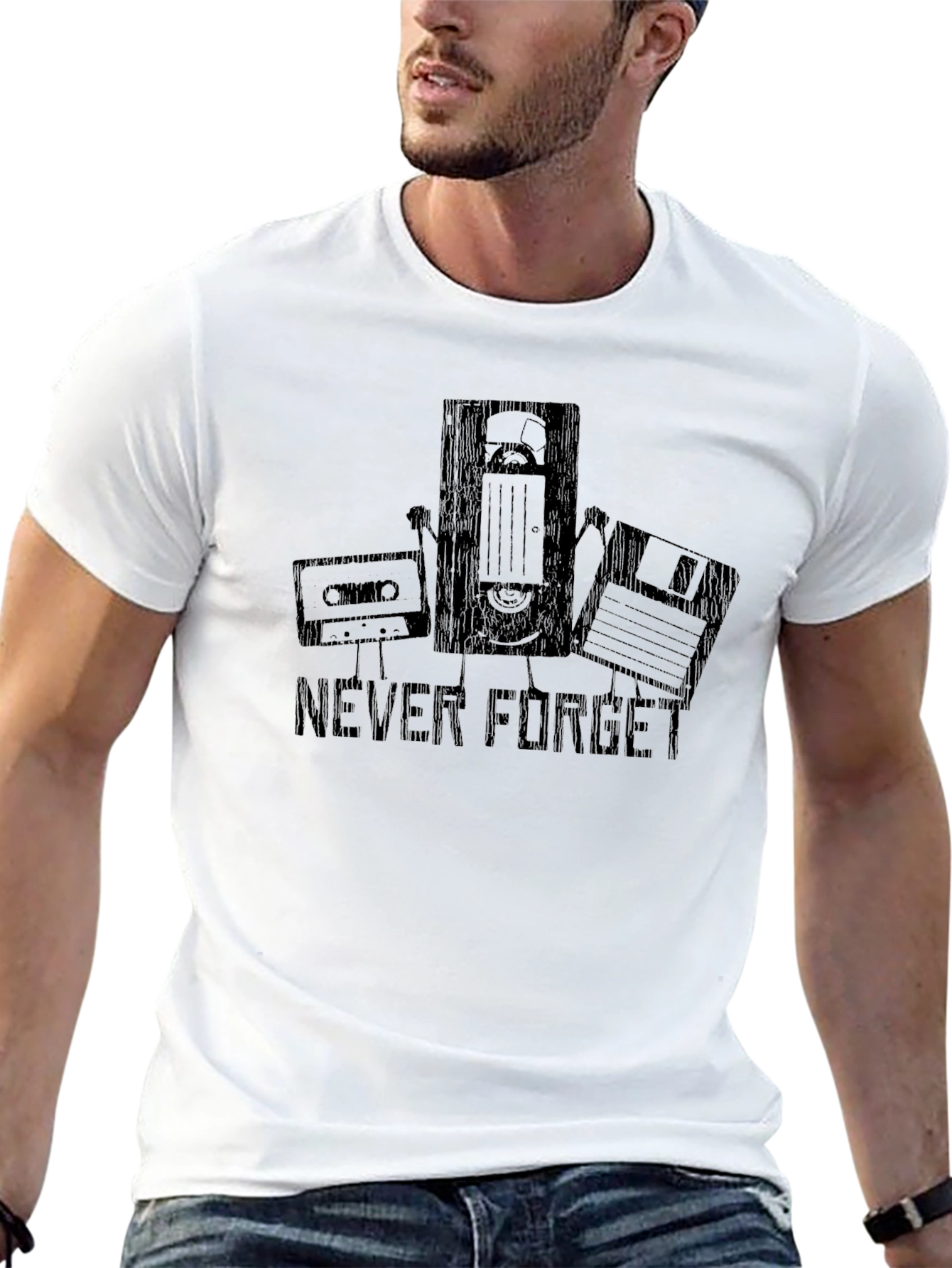 Retro Tech Black T-Shirt - Never Forget