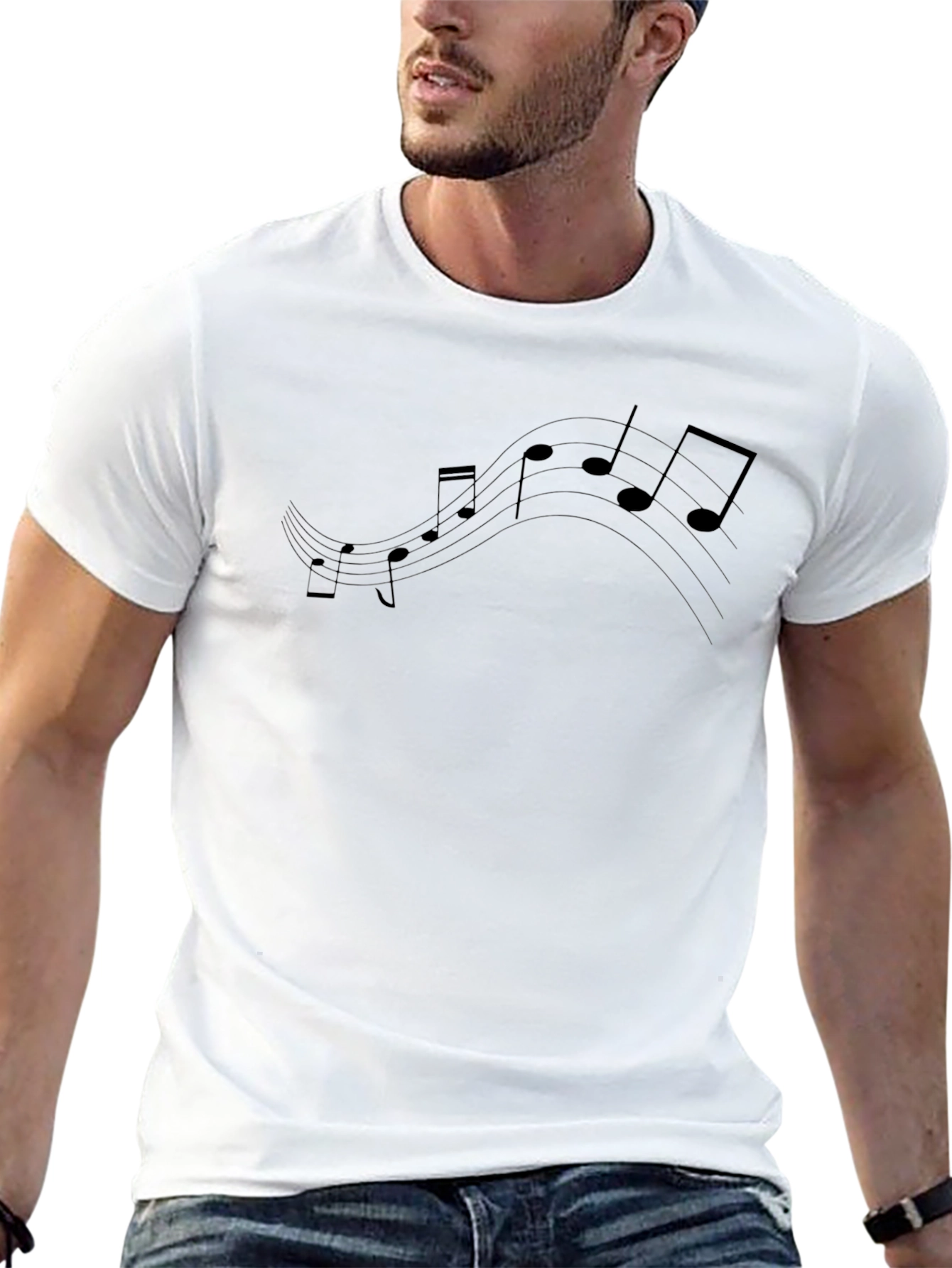 Musical Notes Graphic Tee - Black