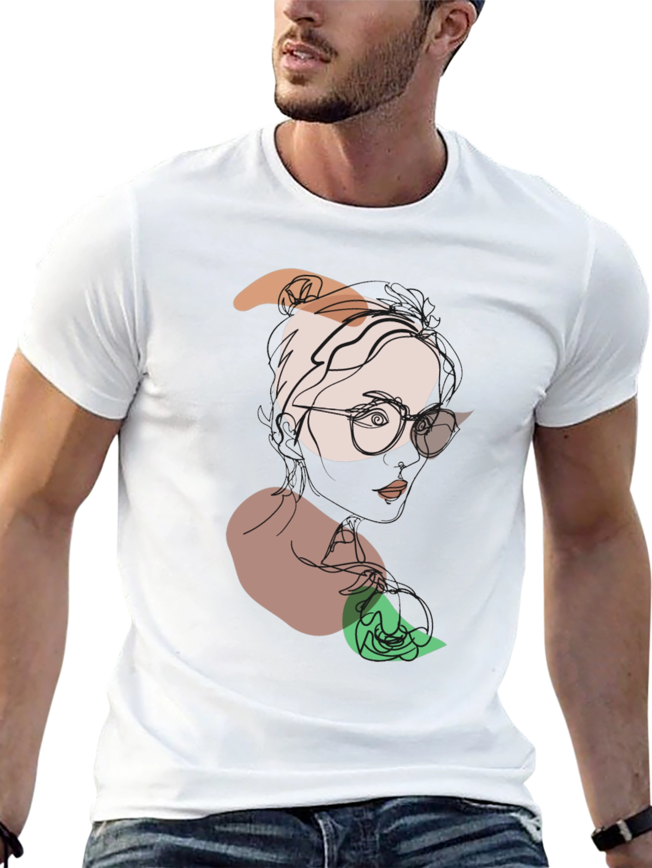 Abstract Face Graphic Tee - Modern Line Art T-Shirt
