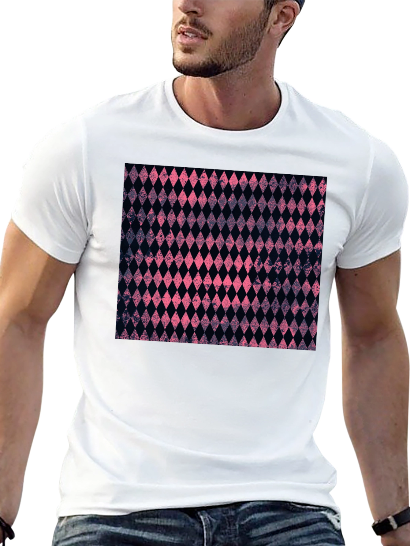Diamond Pattern Black Tee