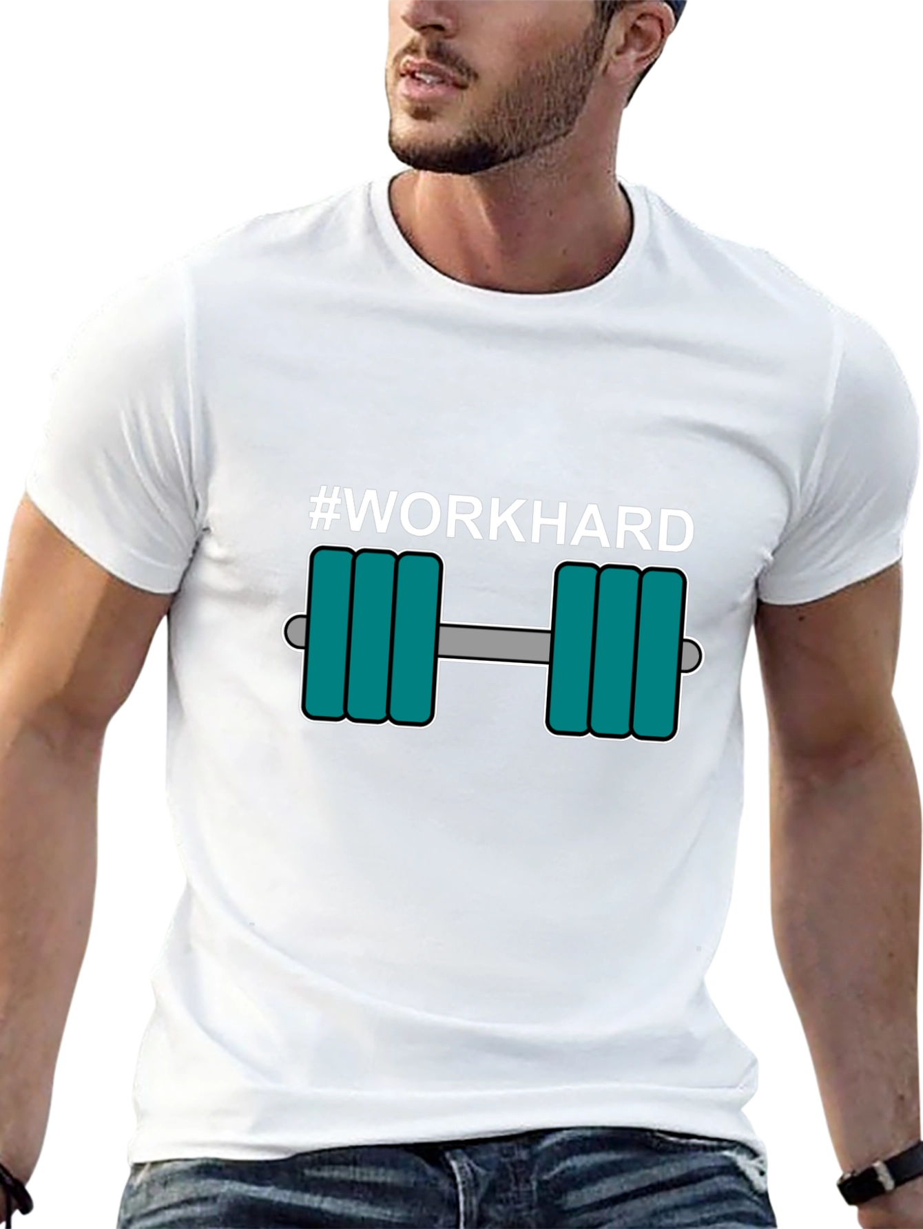 #WorkHard Dumbbell Graphic Black T-Shirt
