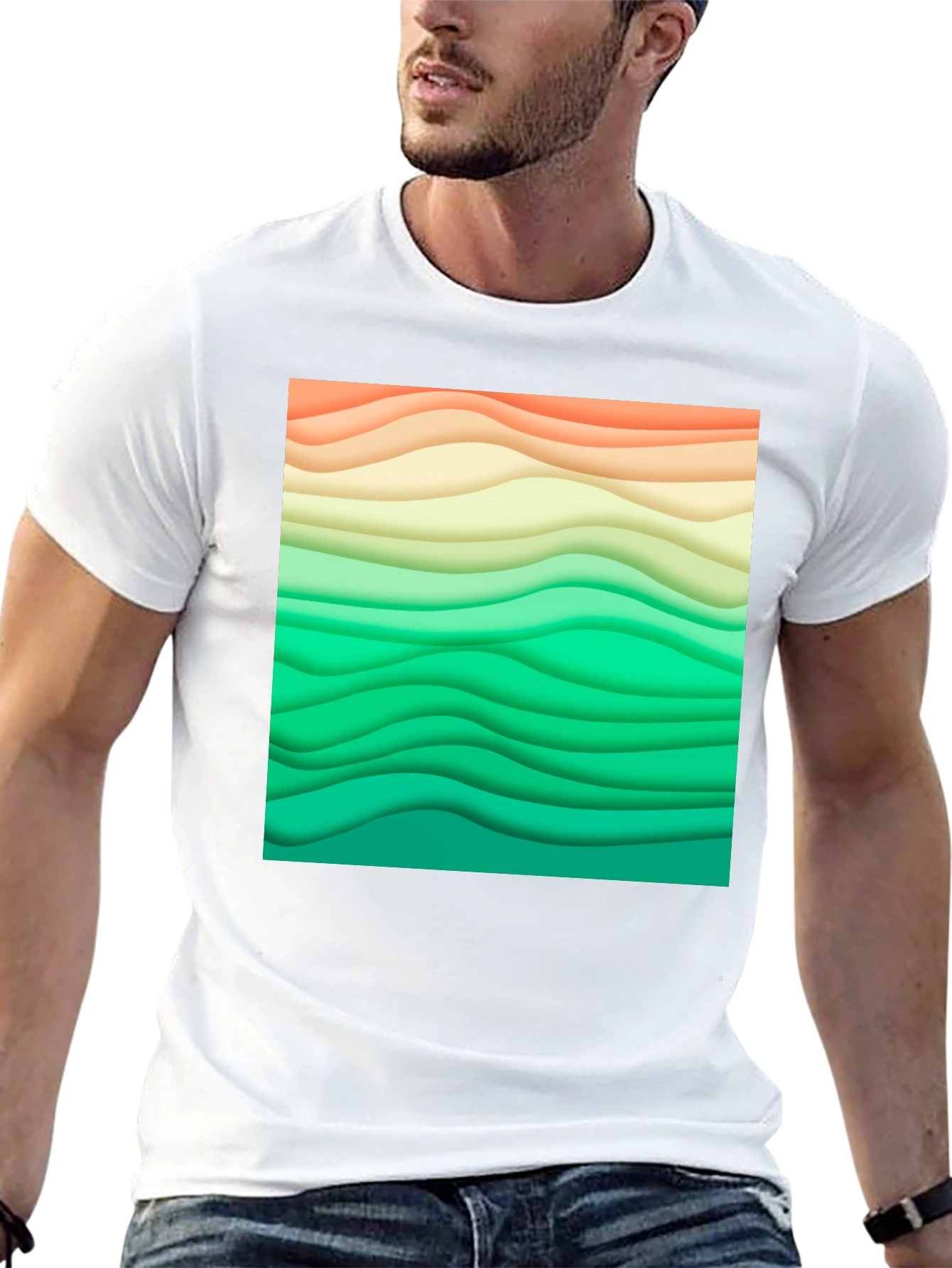 Abstract Wavy Layers Graphic T-Shirt