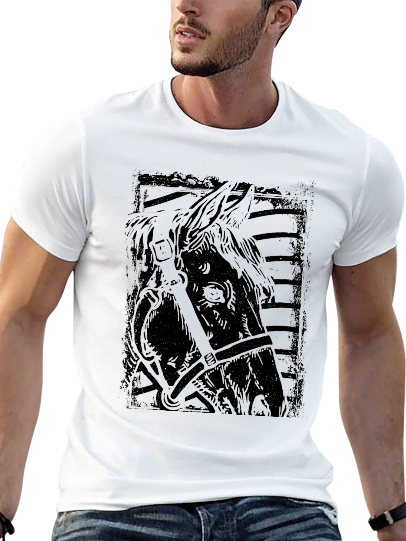 Mens Black Horse Graphic Tee
