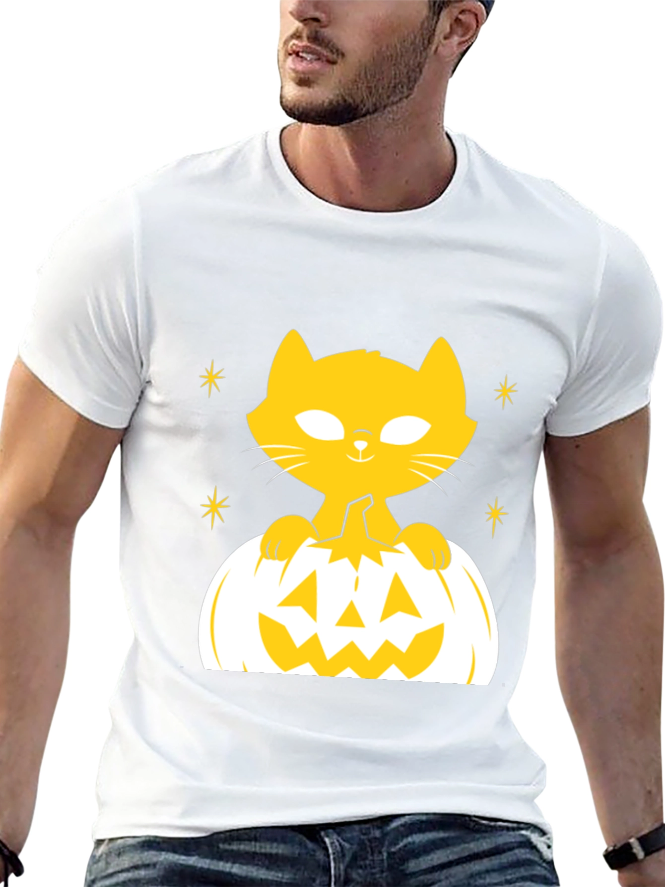Halloween Cat Pumpkin T-Shirt - Spooky Season Tee