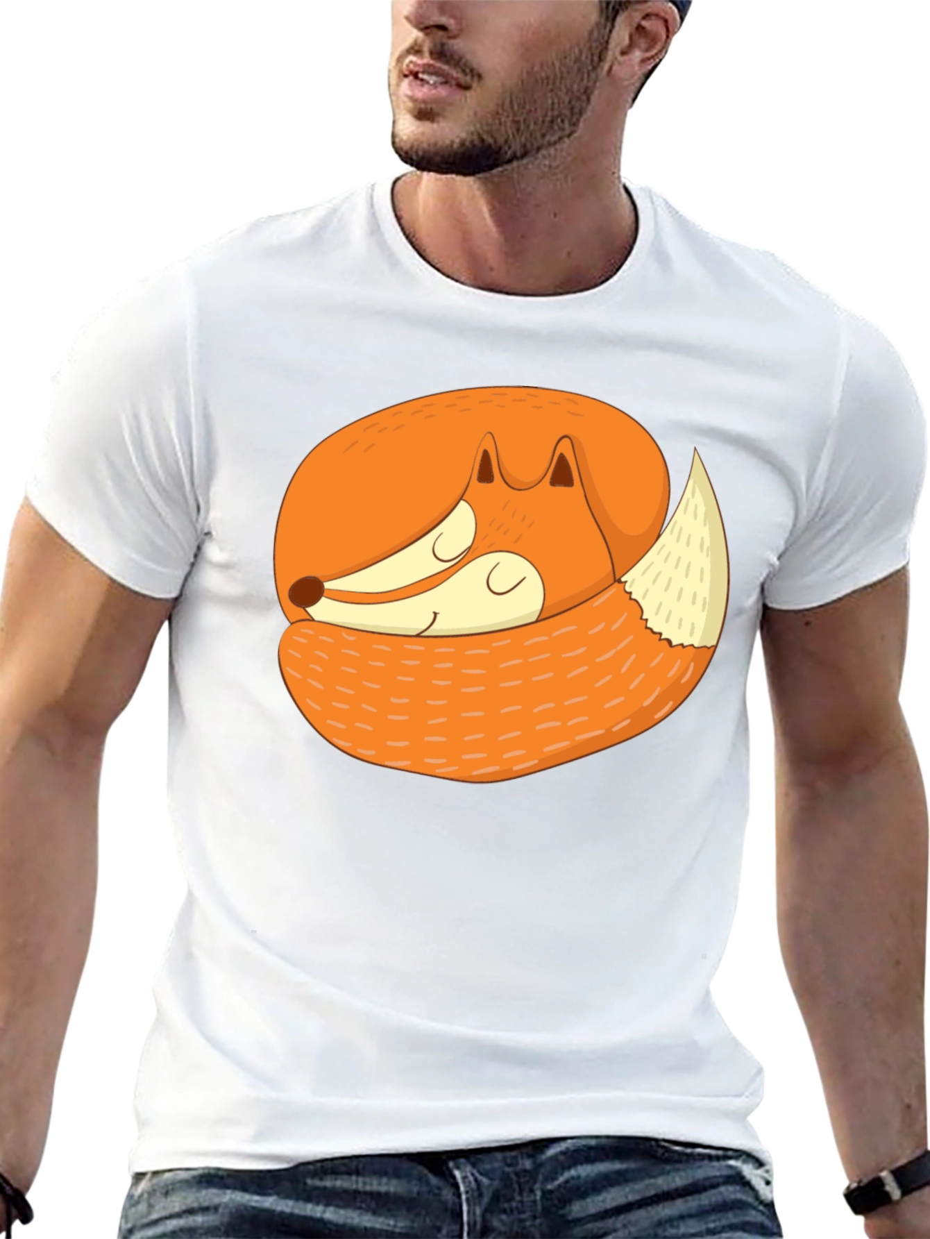 Cute Sleeping Fox Graphic Tee - Soft Cotton Blend