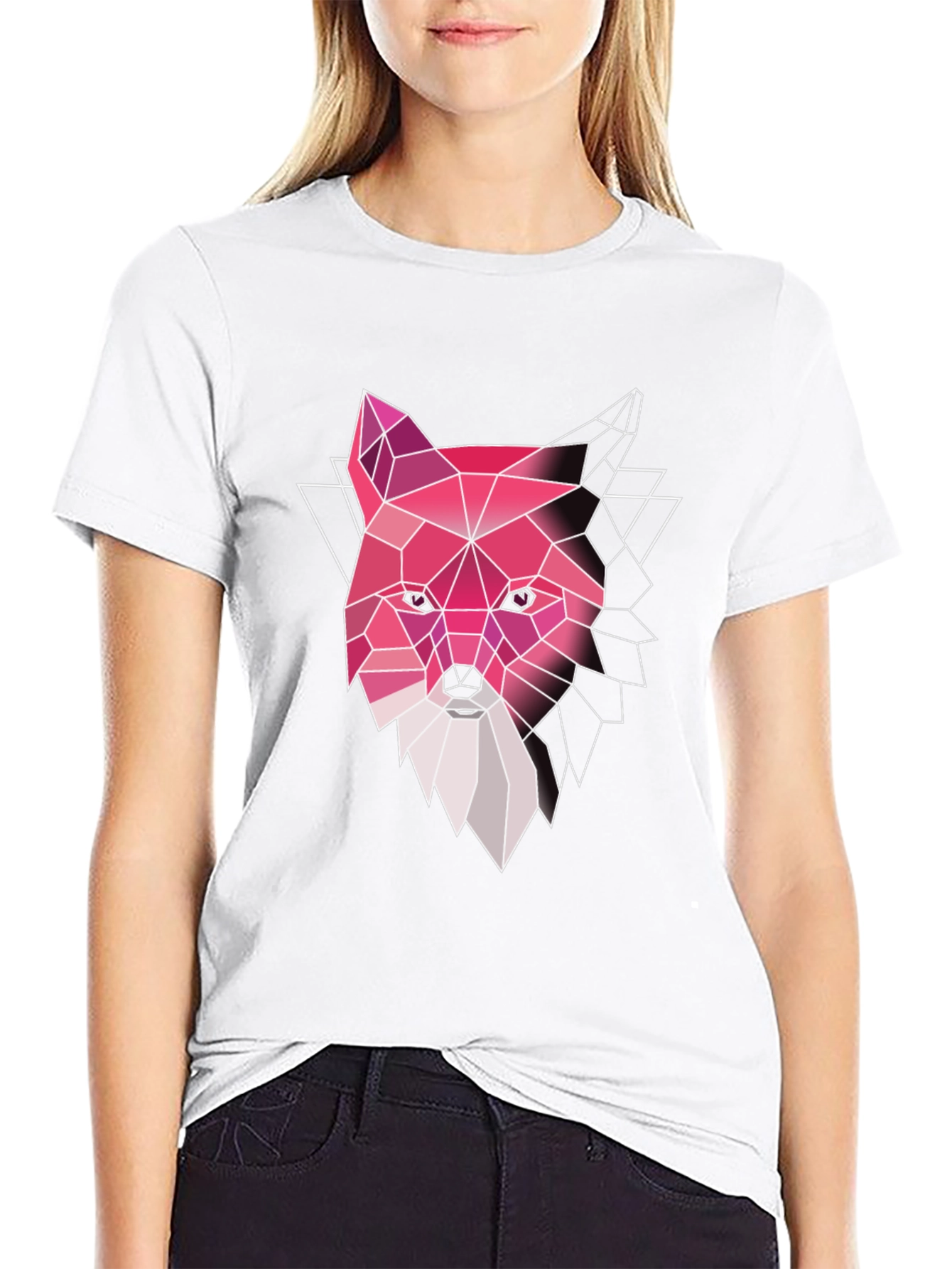 Geometric Fox Graphic Tee - Stylish Mens Black T-Shirt