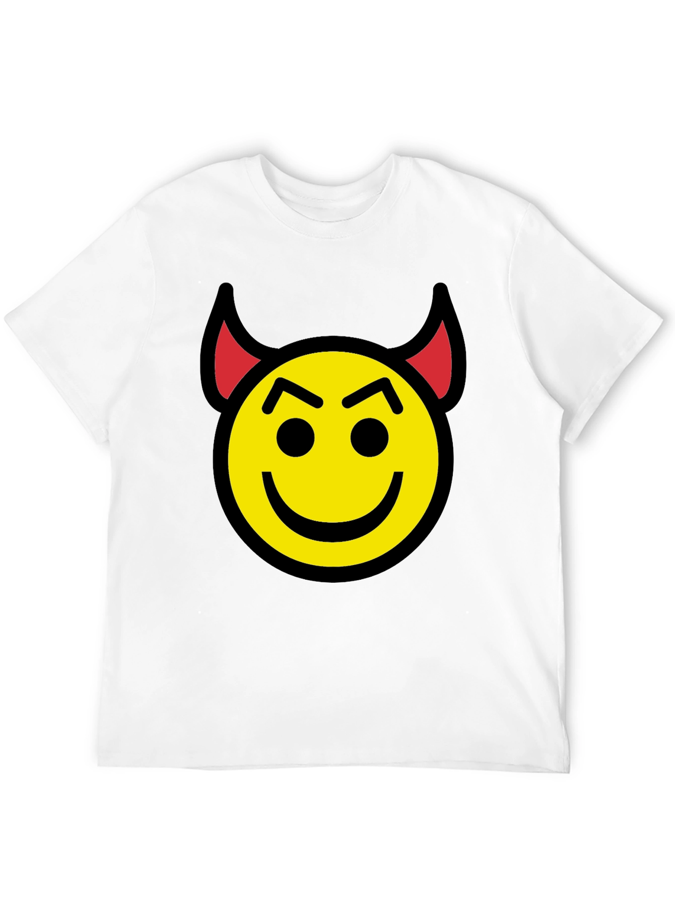 Devil Emoji Graphic Tee - Black Cotton Blend