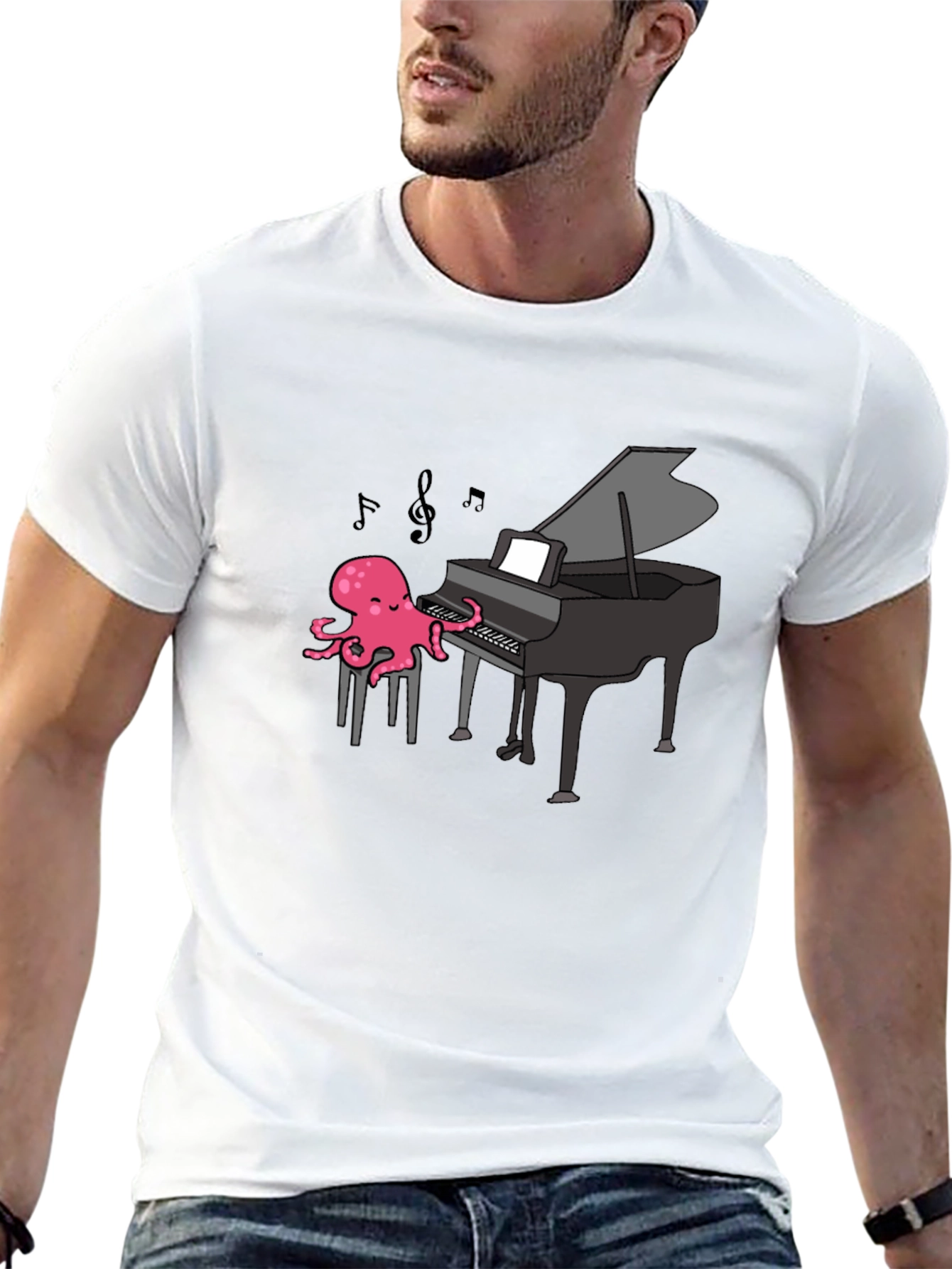 Octopus Pianist T-Shirt - Musical Ocean Tee