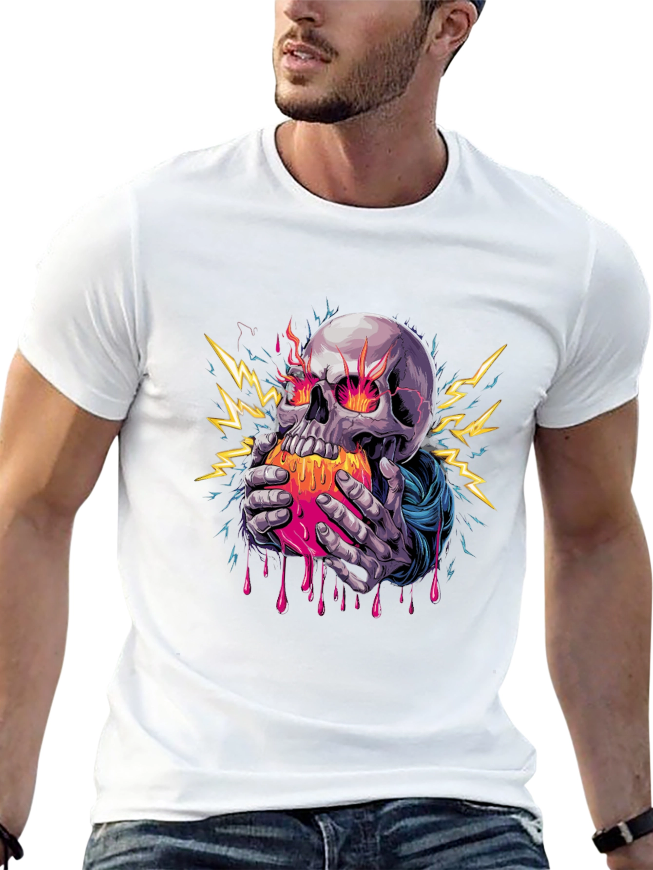 Skull & Hands Graphic Print Tee