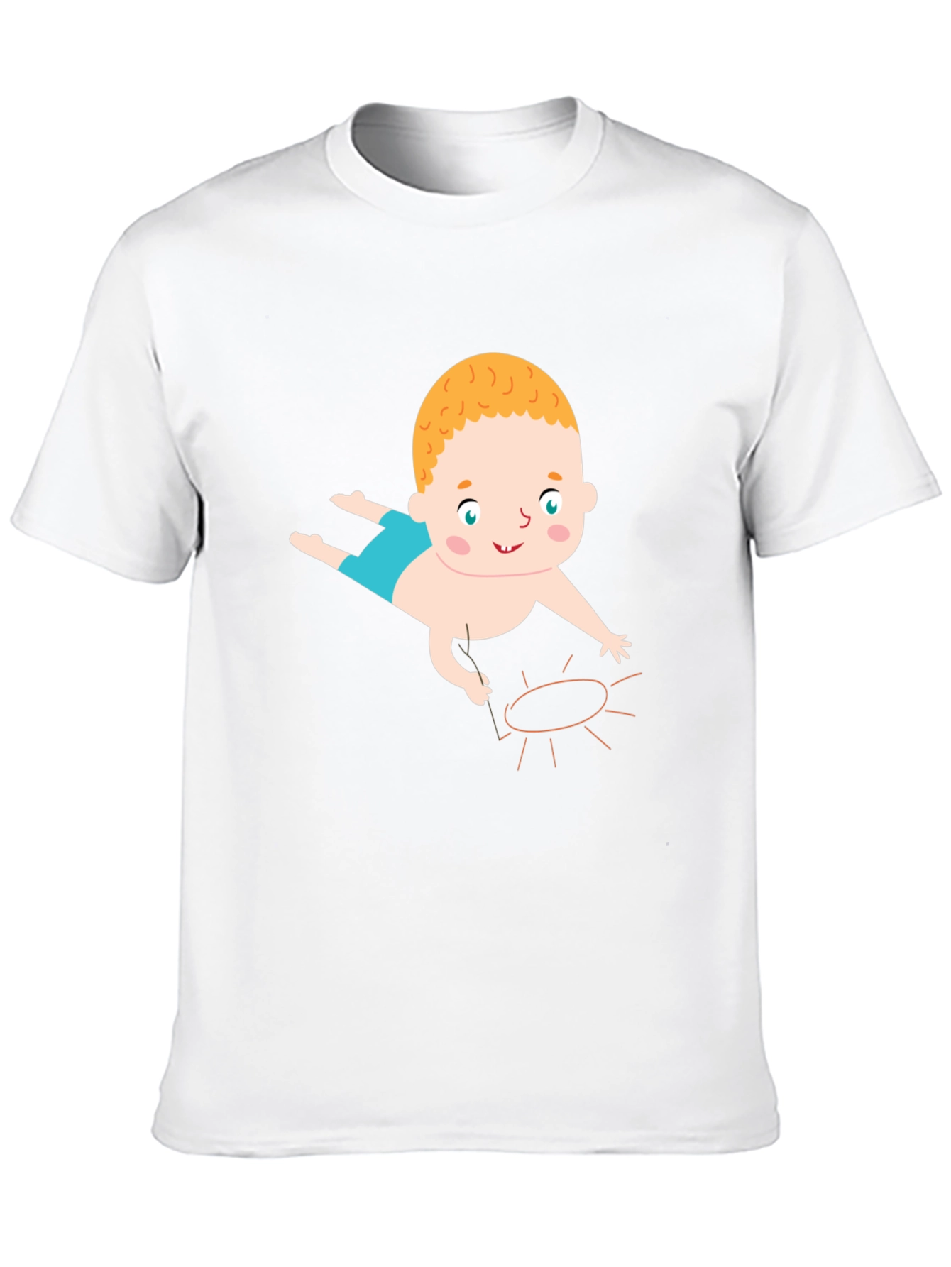 Baby Drawing Sun Graphic Tee - Black
