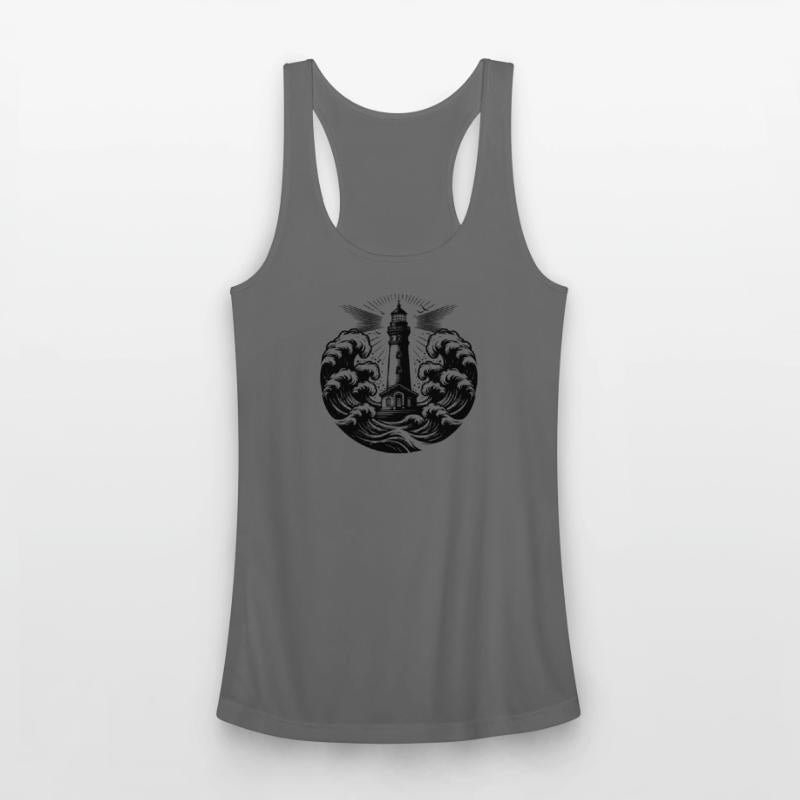 Shining Coastal Lighthouse In Heavy Waves