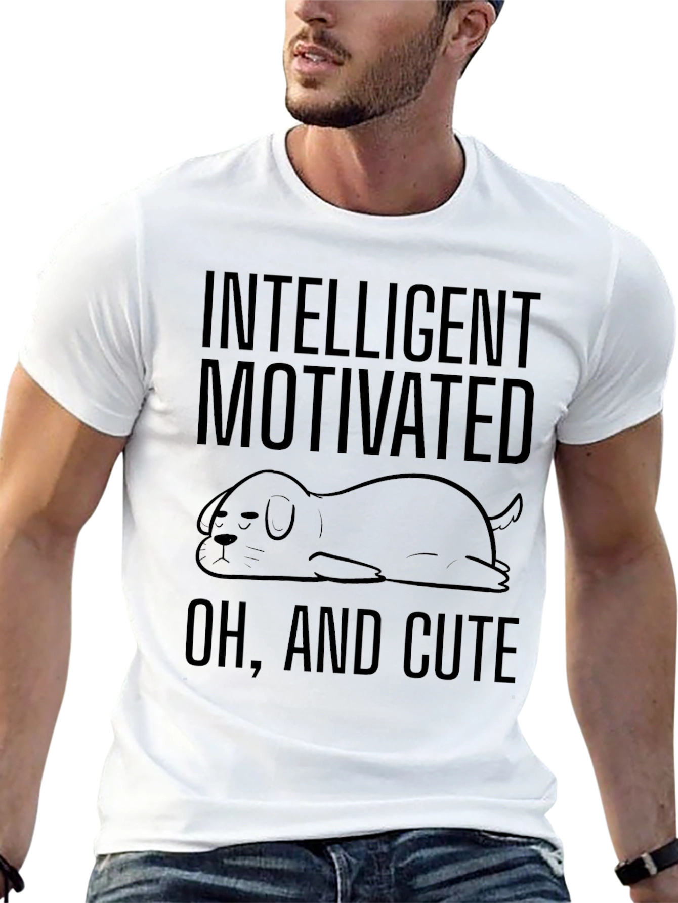 Intelligent Motivated Cute Dog Graphic T-Shirt