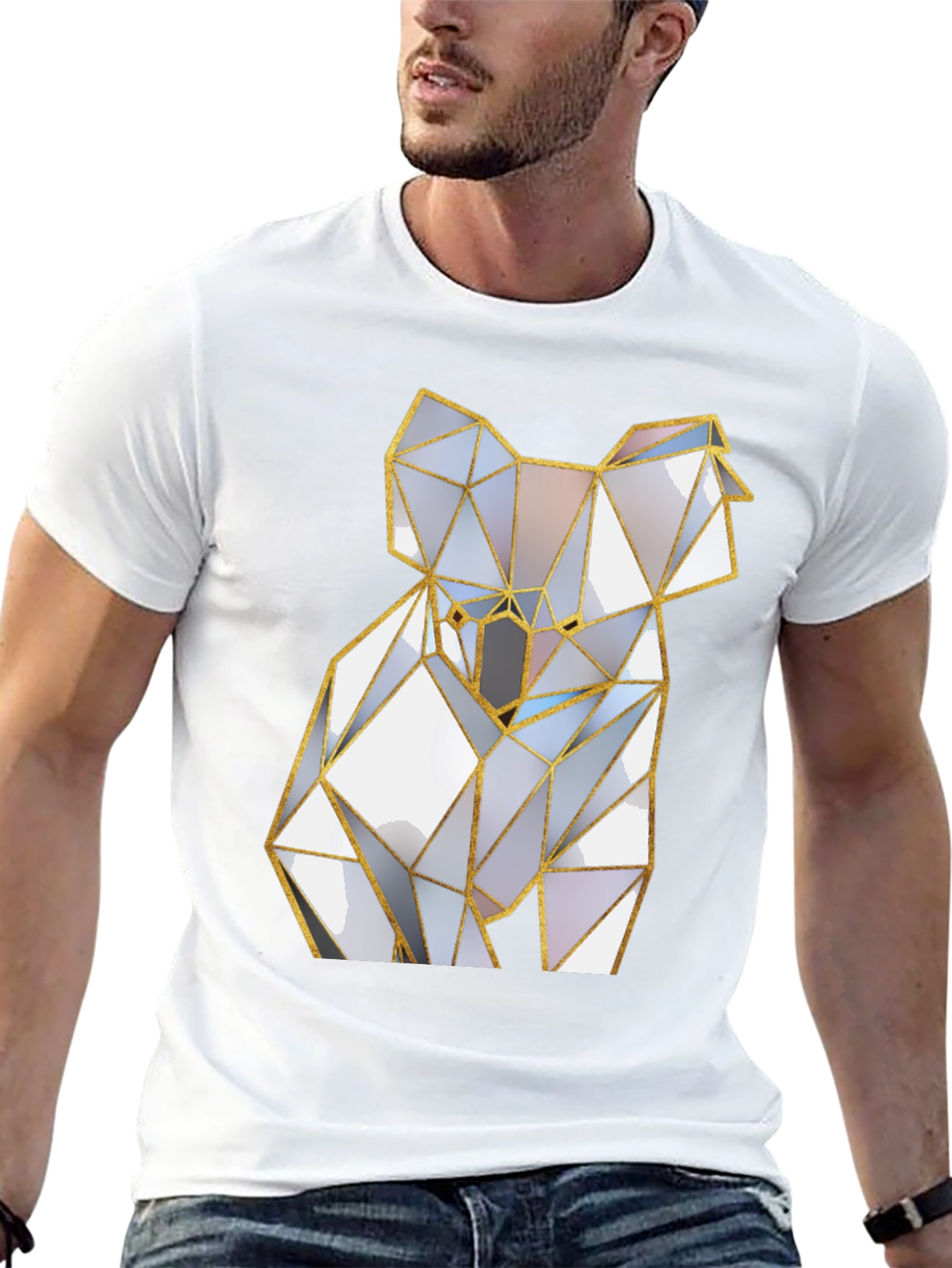 Geometric Koala Graphic Tee - Modern Style