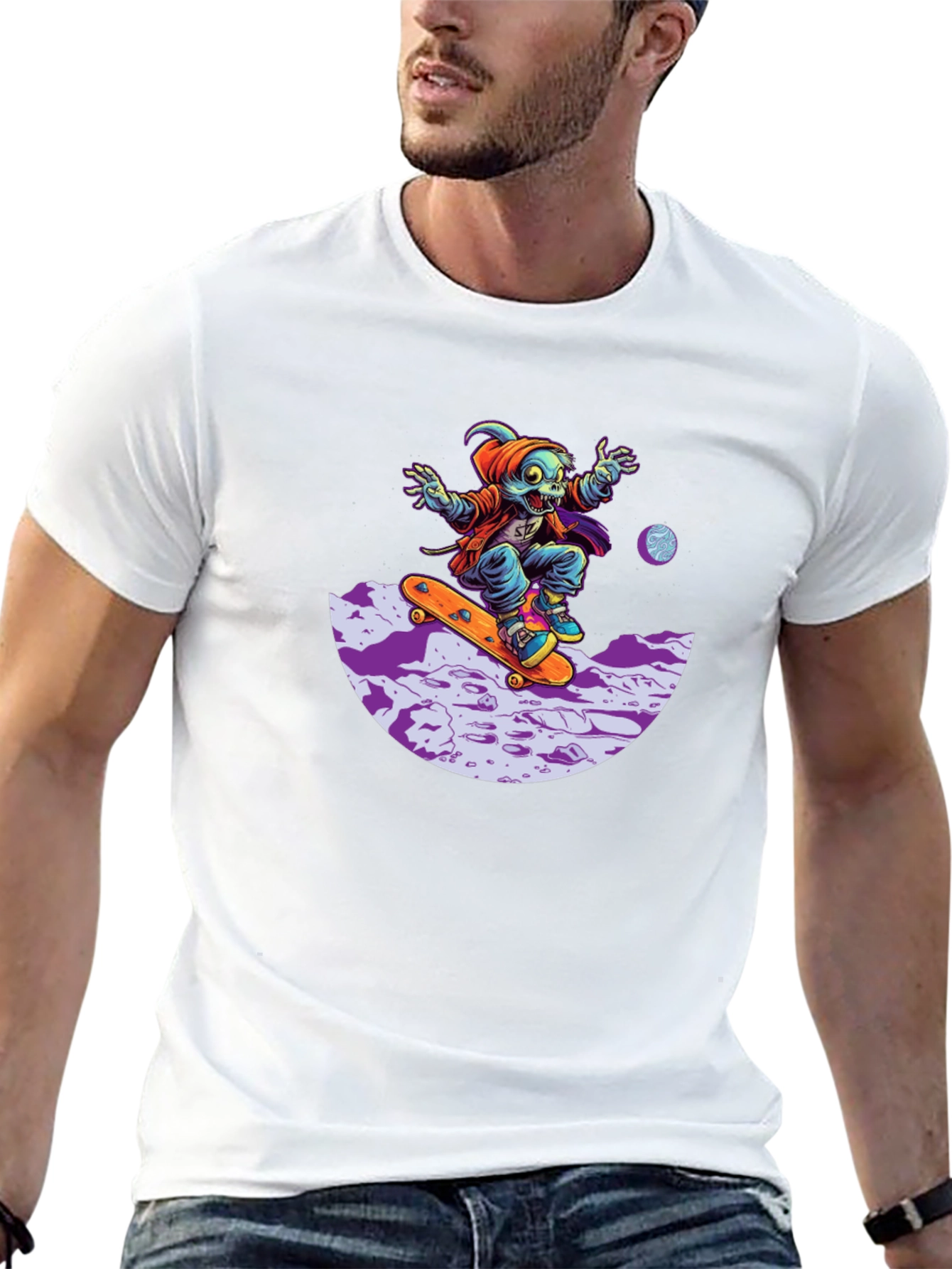 Skateboarding Alien Black T-Shirt