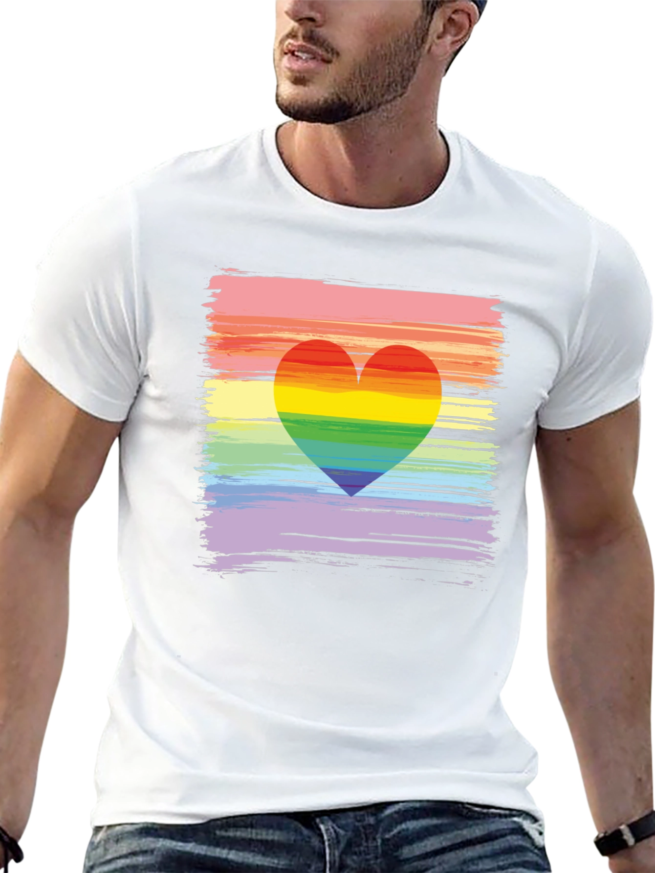 Rainbow Heart Brushstroke Graphic Tee