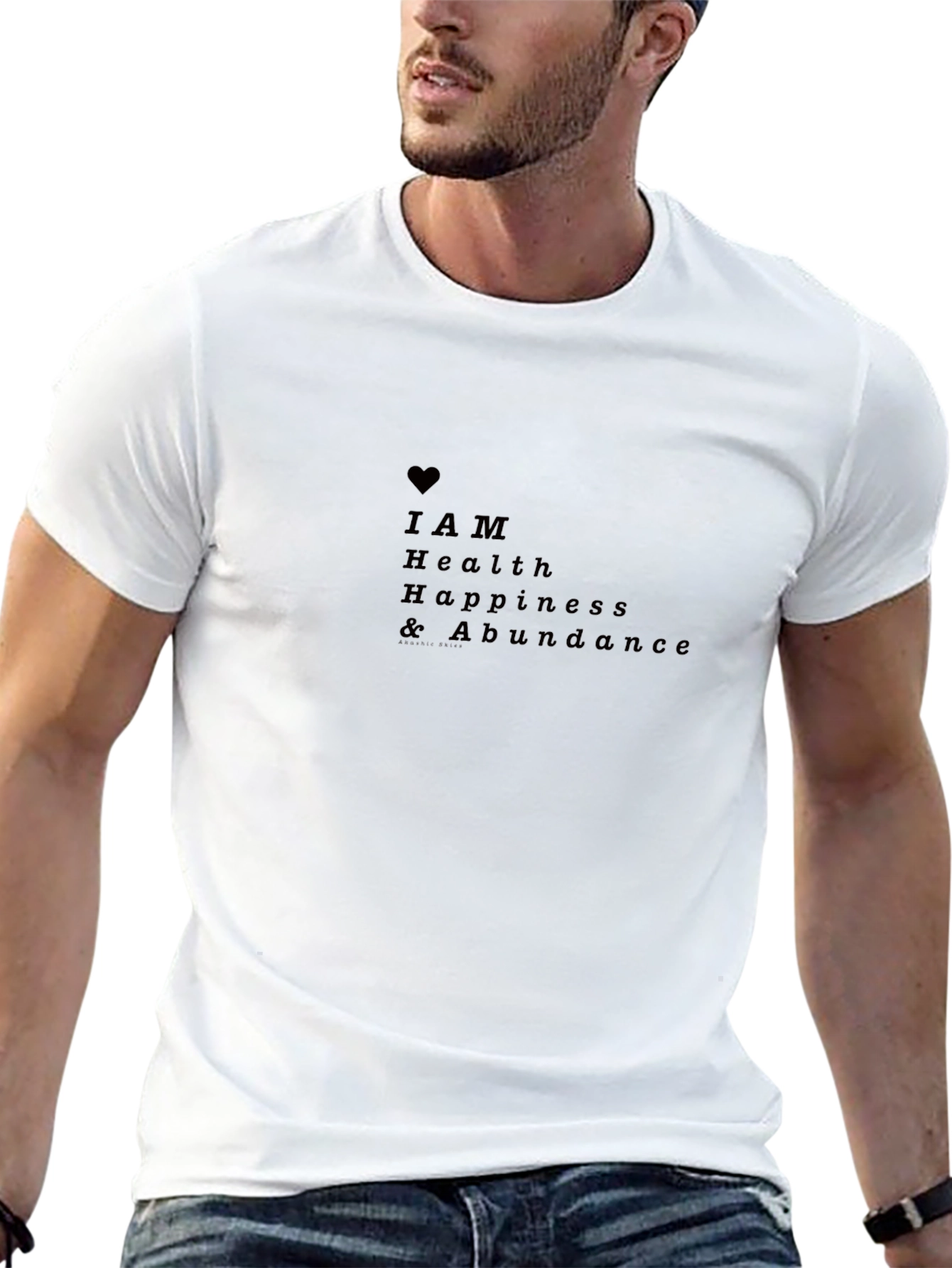 I AM Health Happiness Abundance T-Shirt - Black