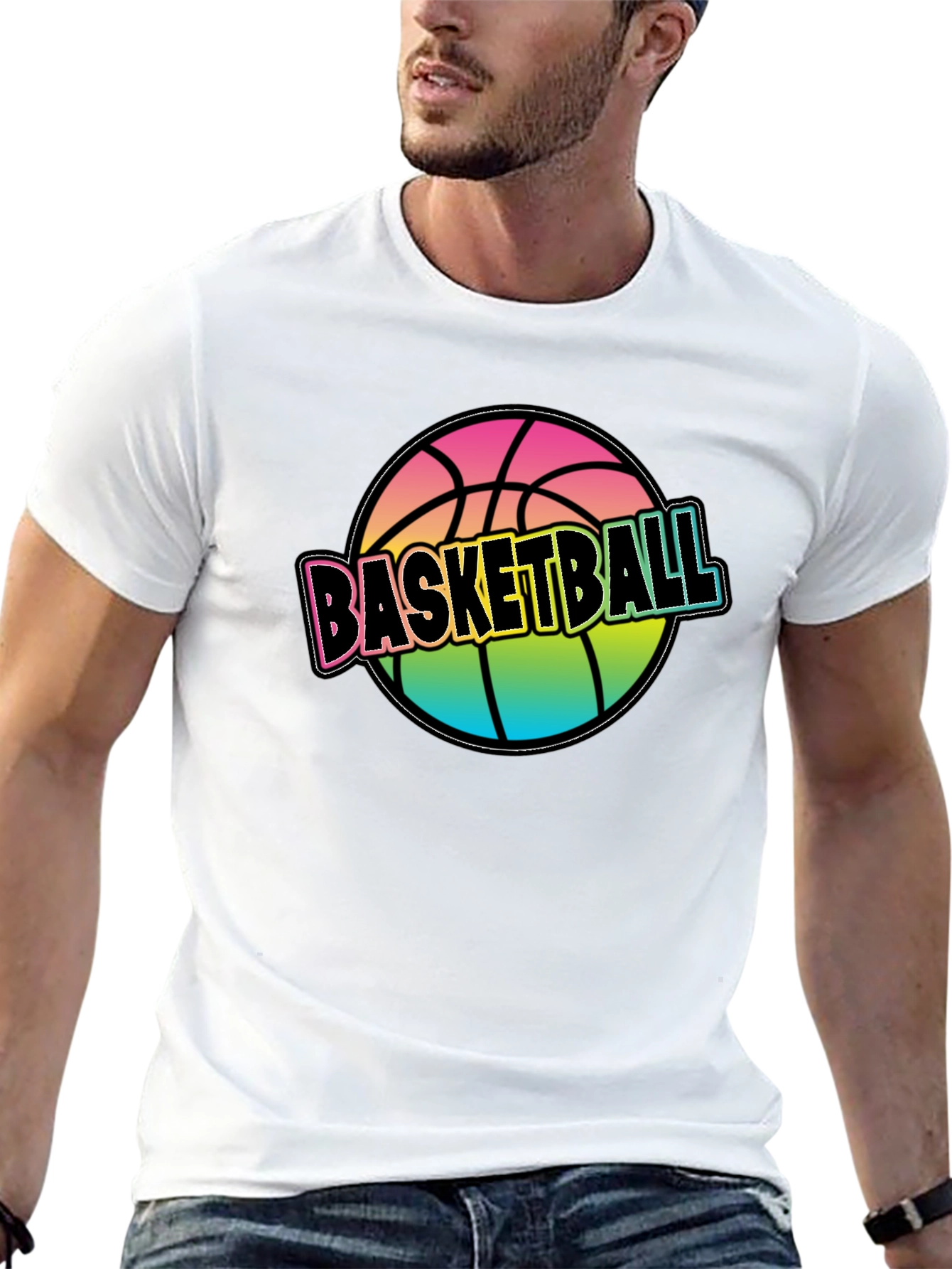 Rainbow Basketball Graphic Tee