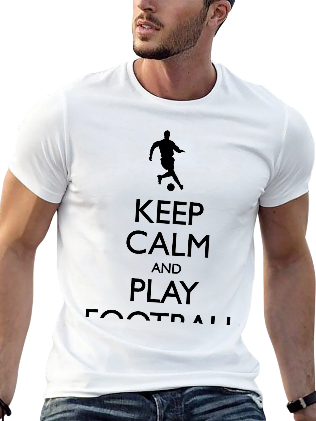 Keep Calm & Play Football Black T-Shirt
