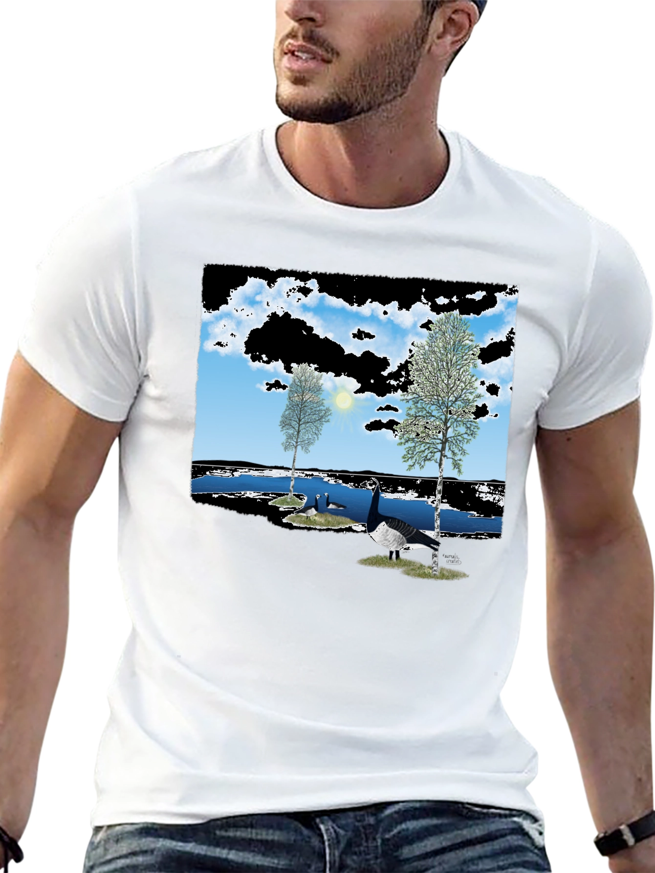 Nature Lake Goose Black Tee